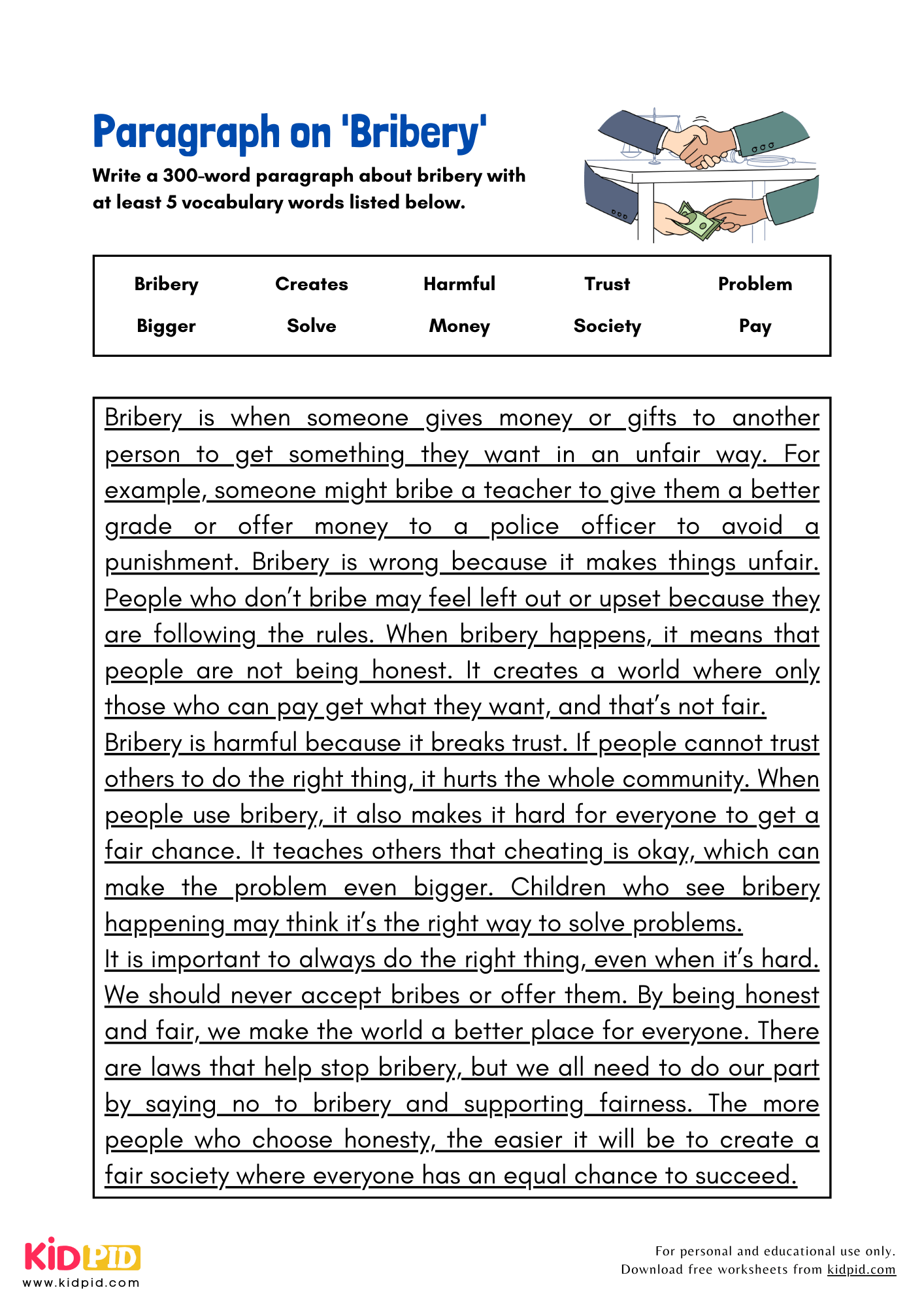 Paragraph on 'Bribery' - 300 Words