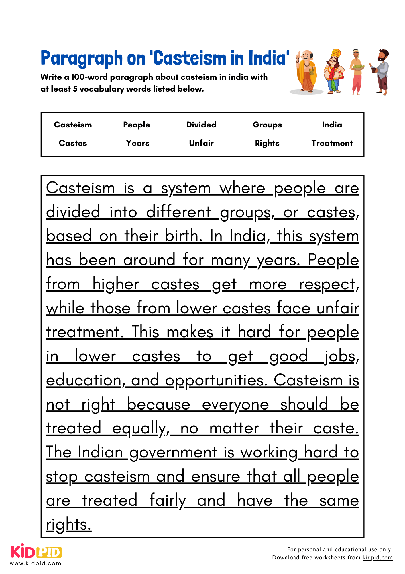 Paragraph on 'Casteism in India' - 100 Words