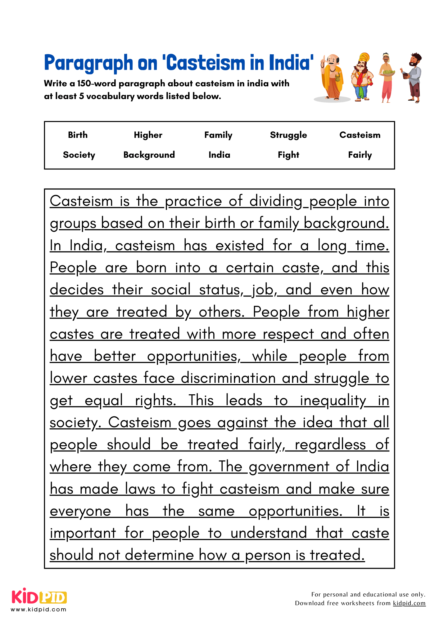 Paragraph on 'Casteism in India' - 150 Words