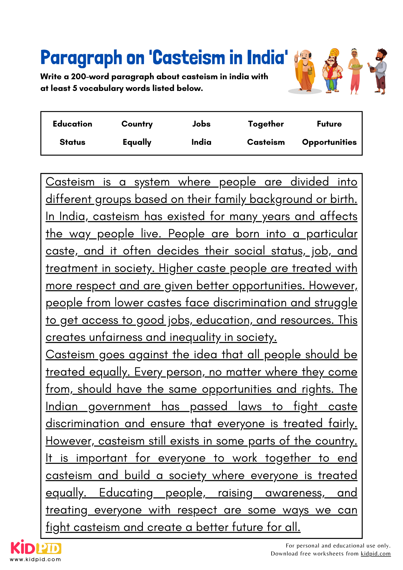 Paragraph on 'Casteism in India' - 200 Words