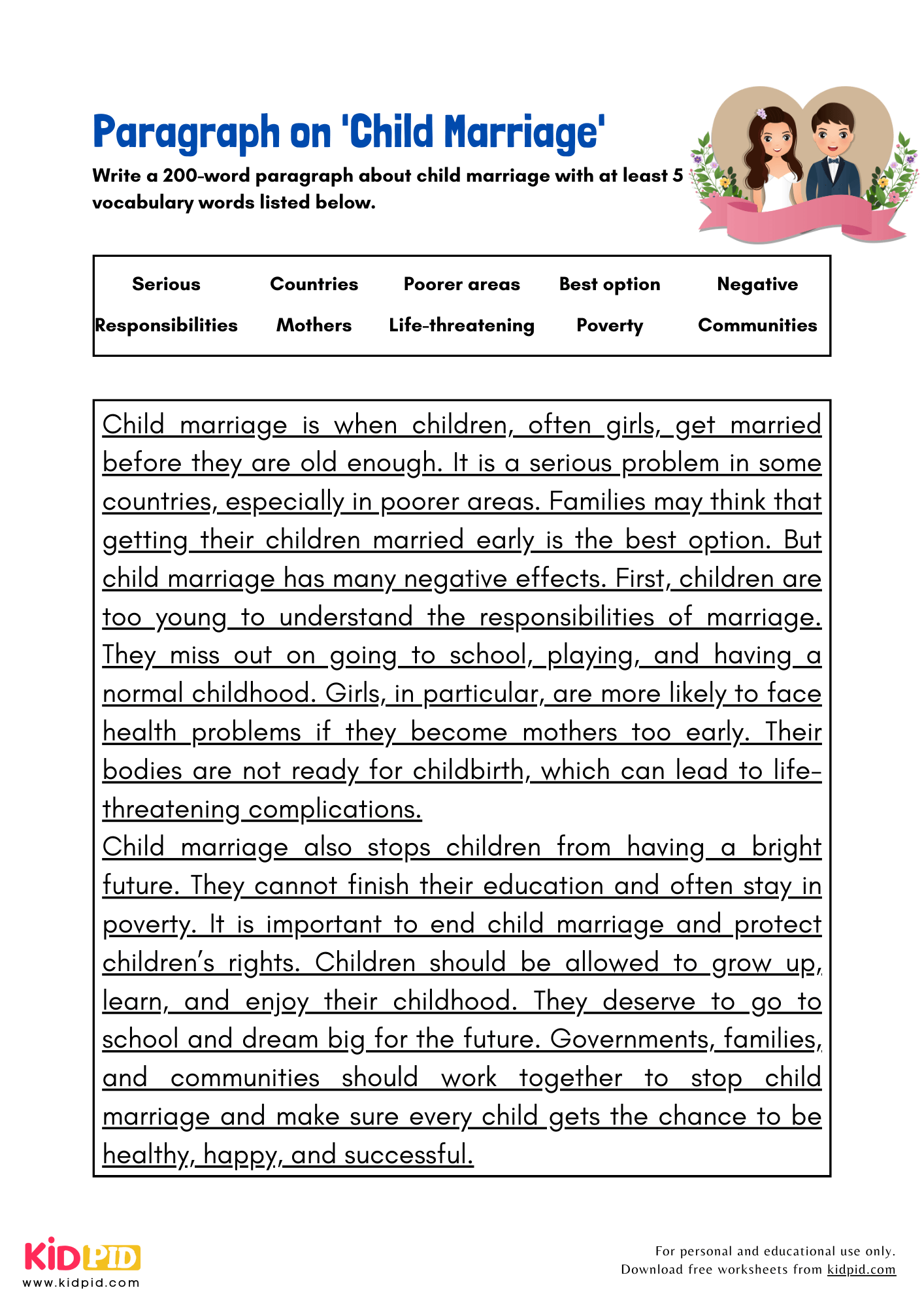 Paragraph on 'Child Marriage' - 200 Words