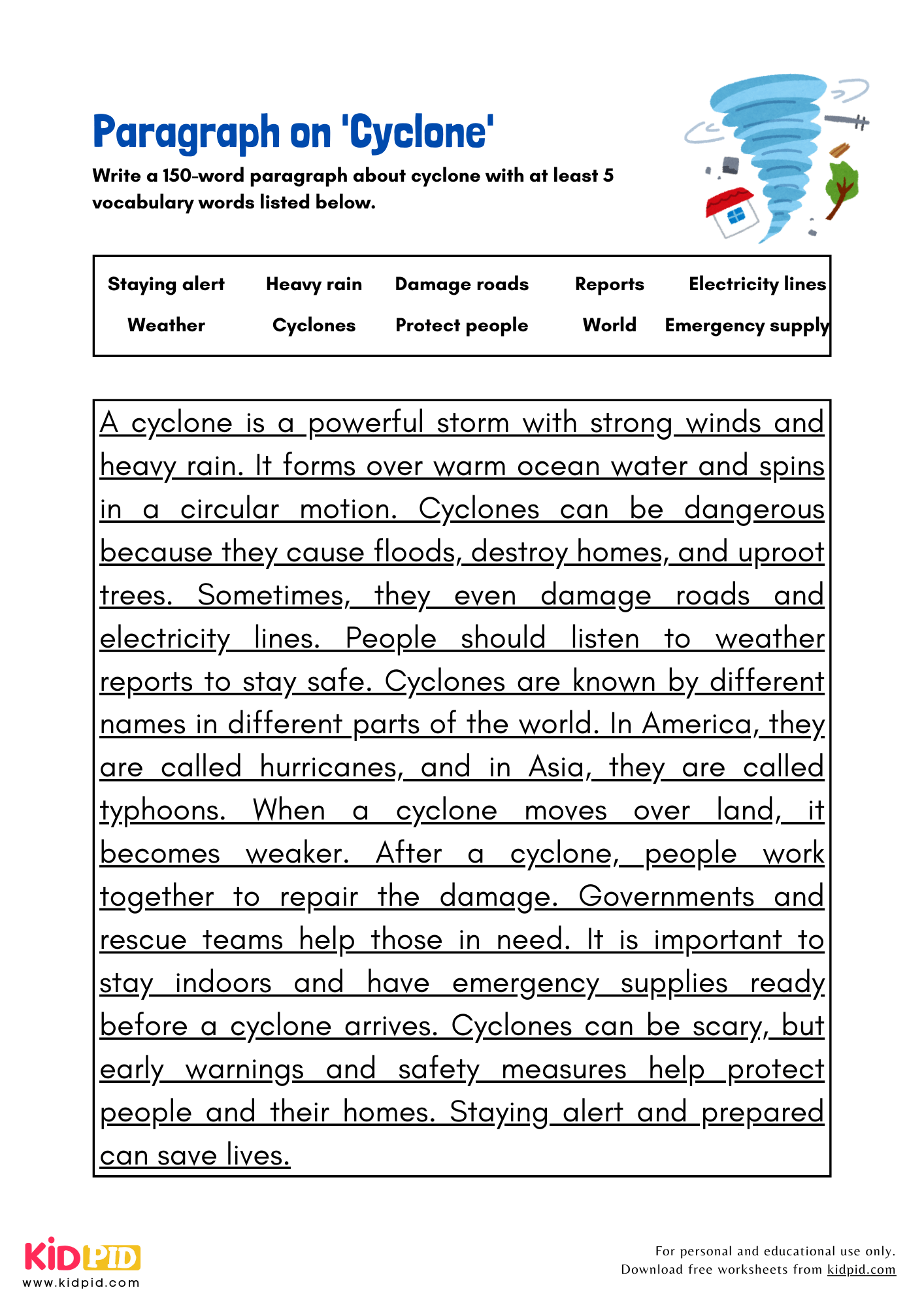 Paragraph on 'Cyclone' - 150 Words