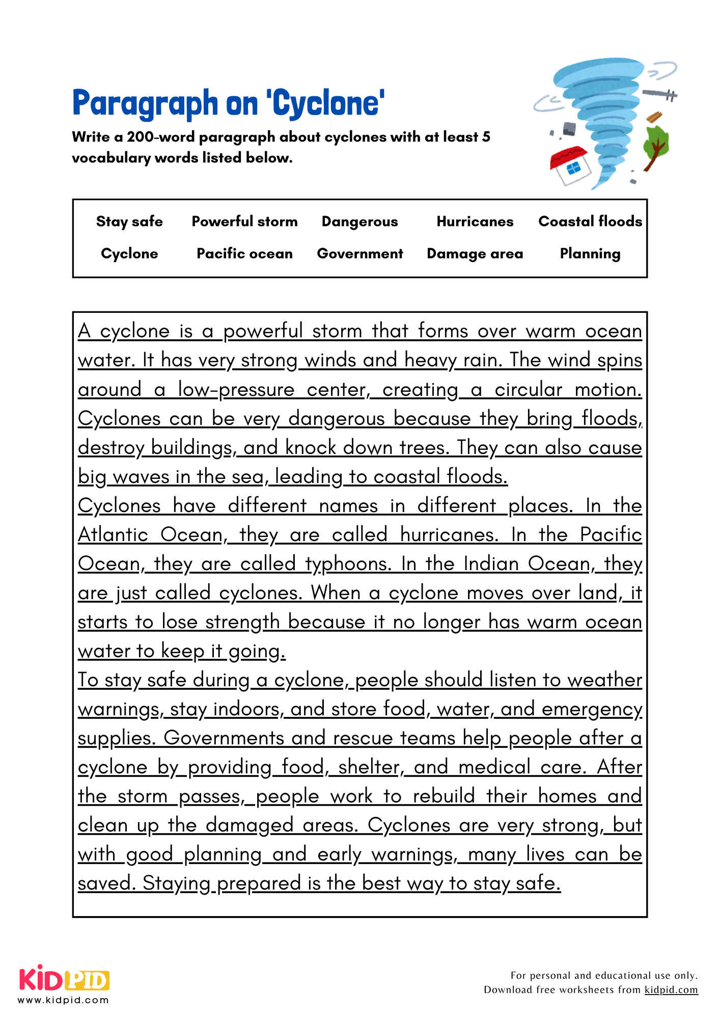 Paragraph on 'Cyclone' - 200 Words