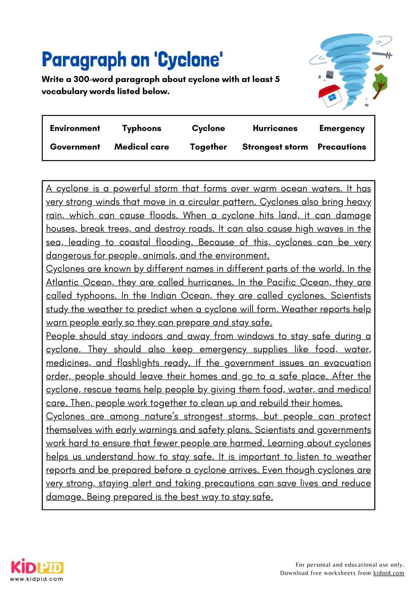Paragraph on 'Cyclone' - 150 Words