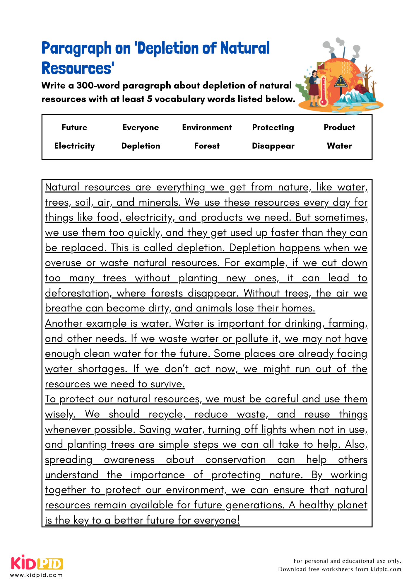 Paragraph on 'Depletion of Natural Resources' - 300 Words