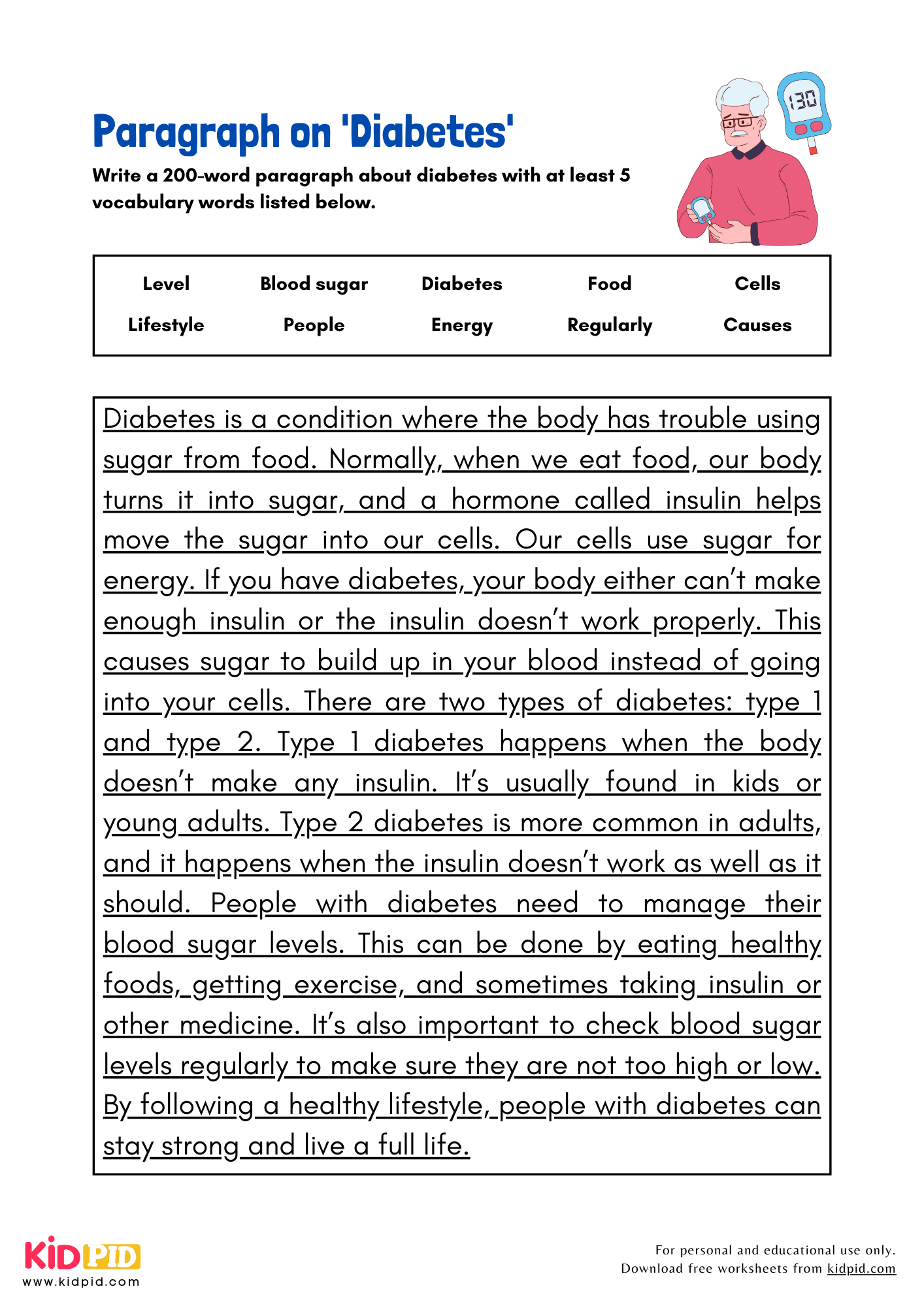 Paragraph on 'Diabetes' - 200 Words