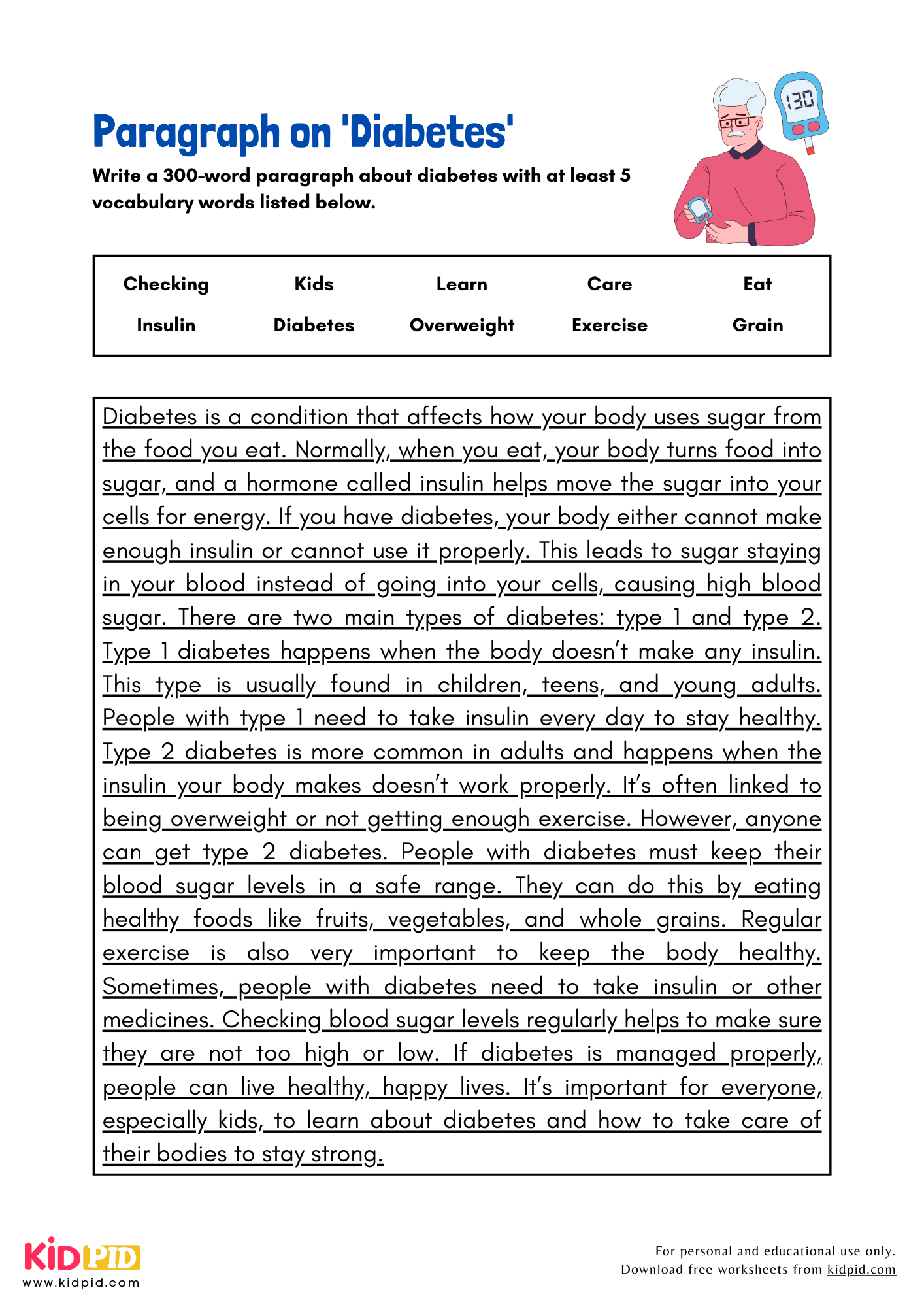 Paragraph on 'Diabetes' - 300 Words