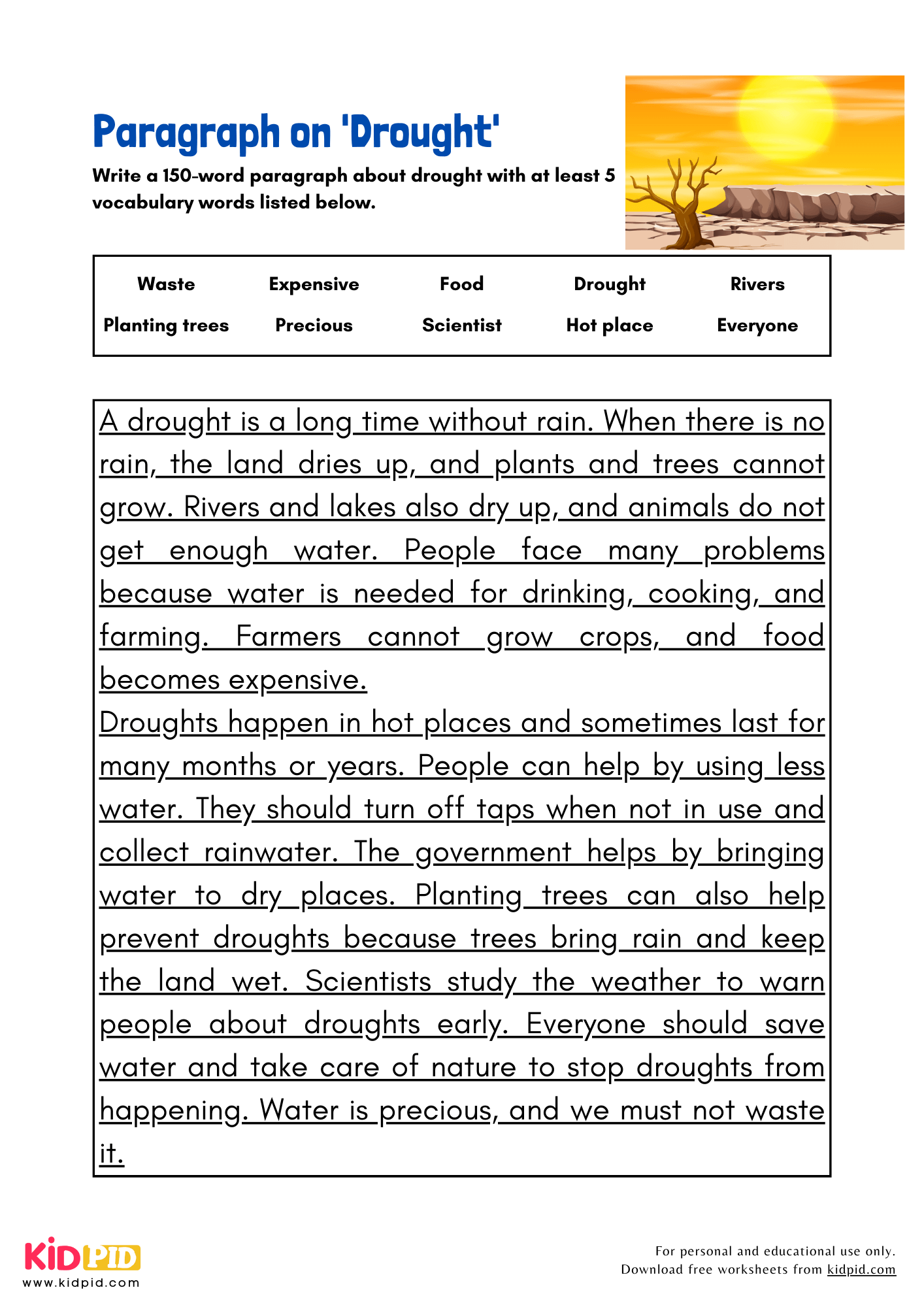 Paragraph on 'Drought' - 150 Words