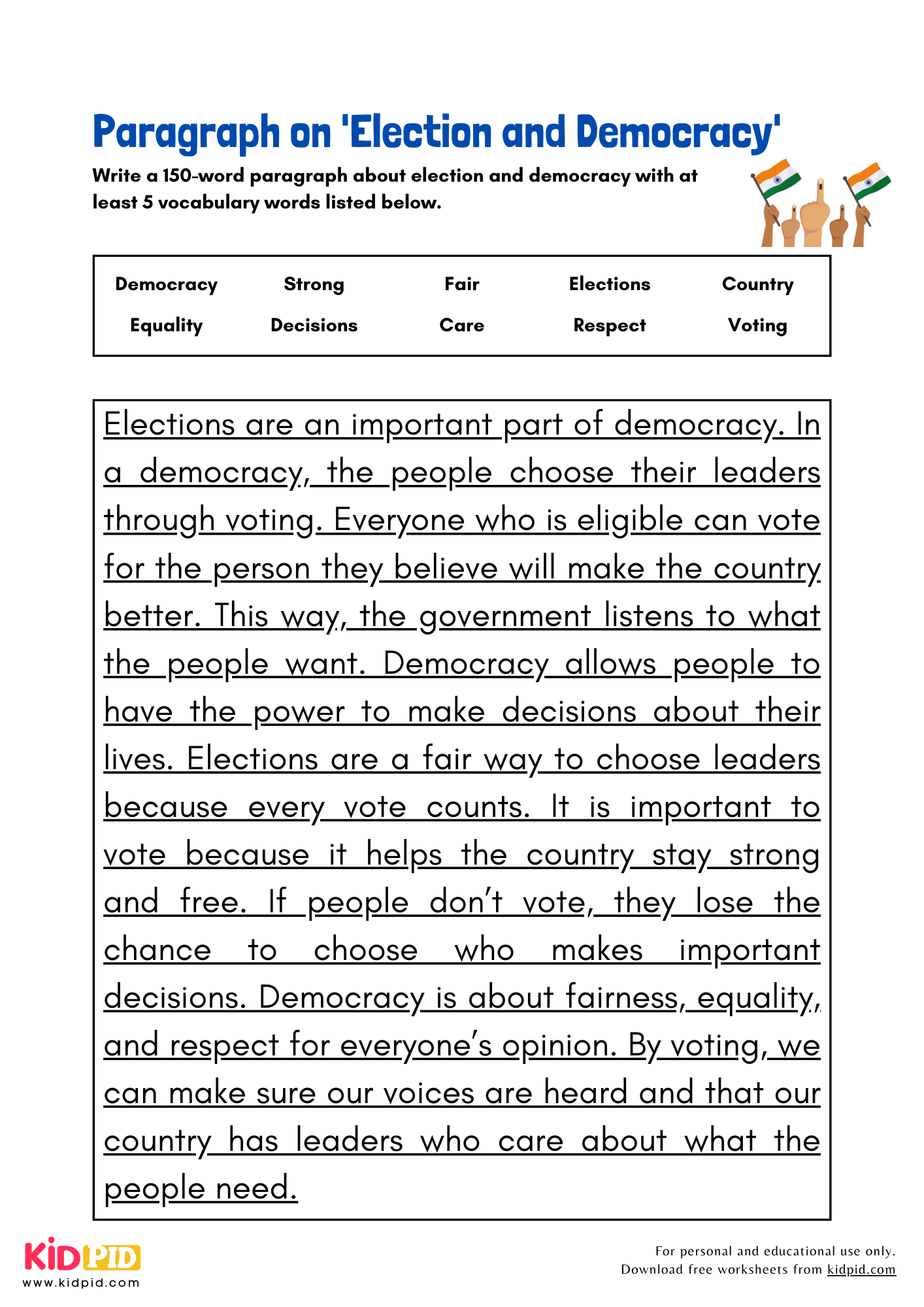 Paragraph on 'Election and Democracy' - 150 Words