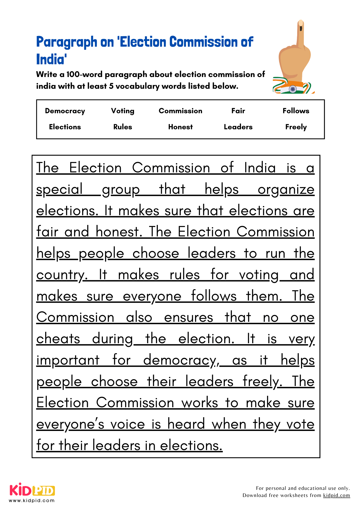 Paragraph on 'Election Commission of India' - 100 Words