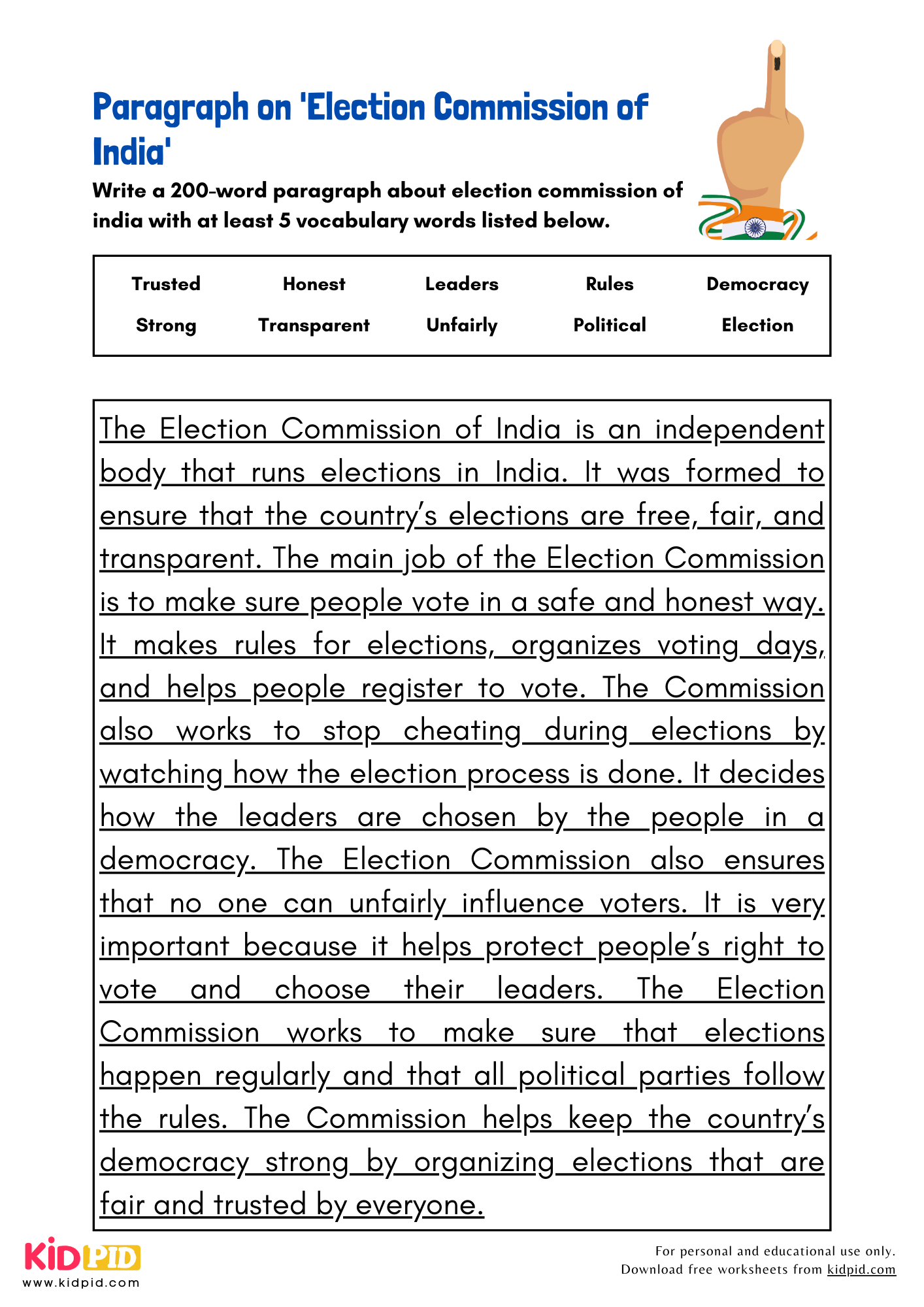 Paragraph on 'Election Commission of India' - 200 Words