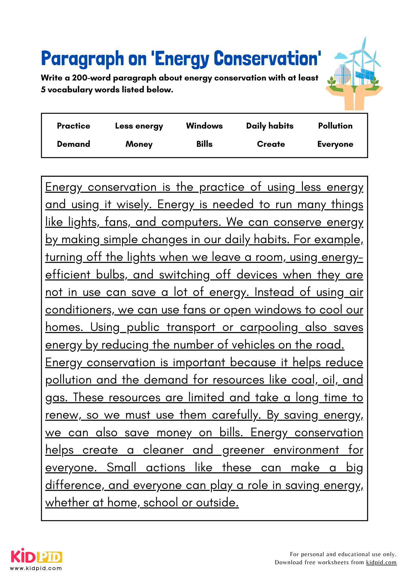 Paragraph on 'Energy Conservation' - 200 Words