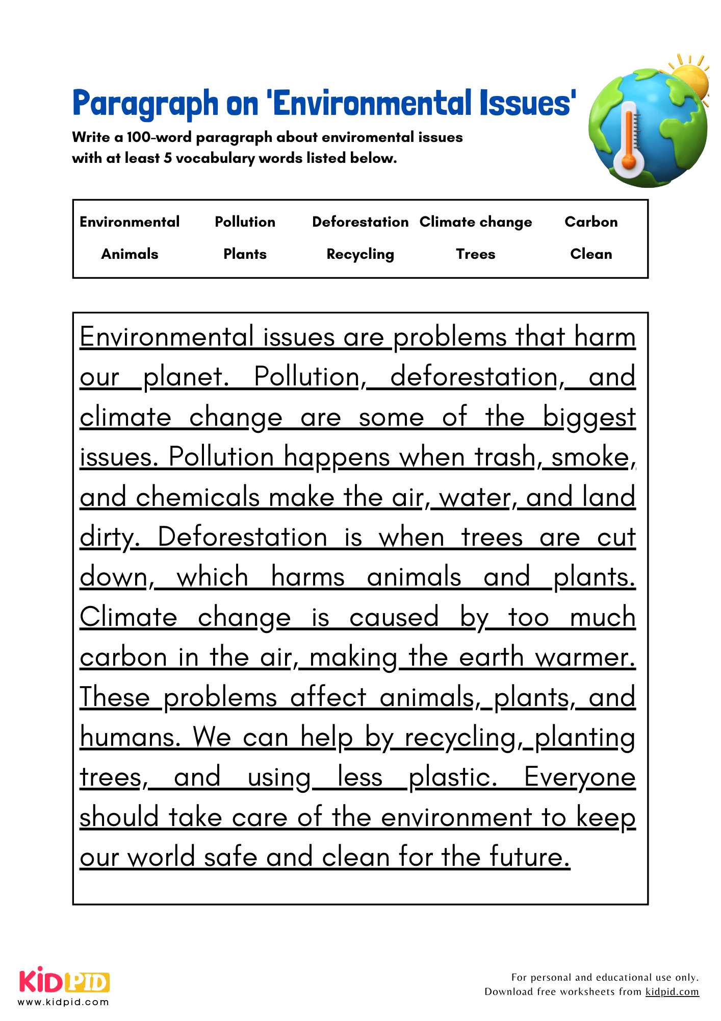 Paragraph on 'Environmental Issues' - 100 Words