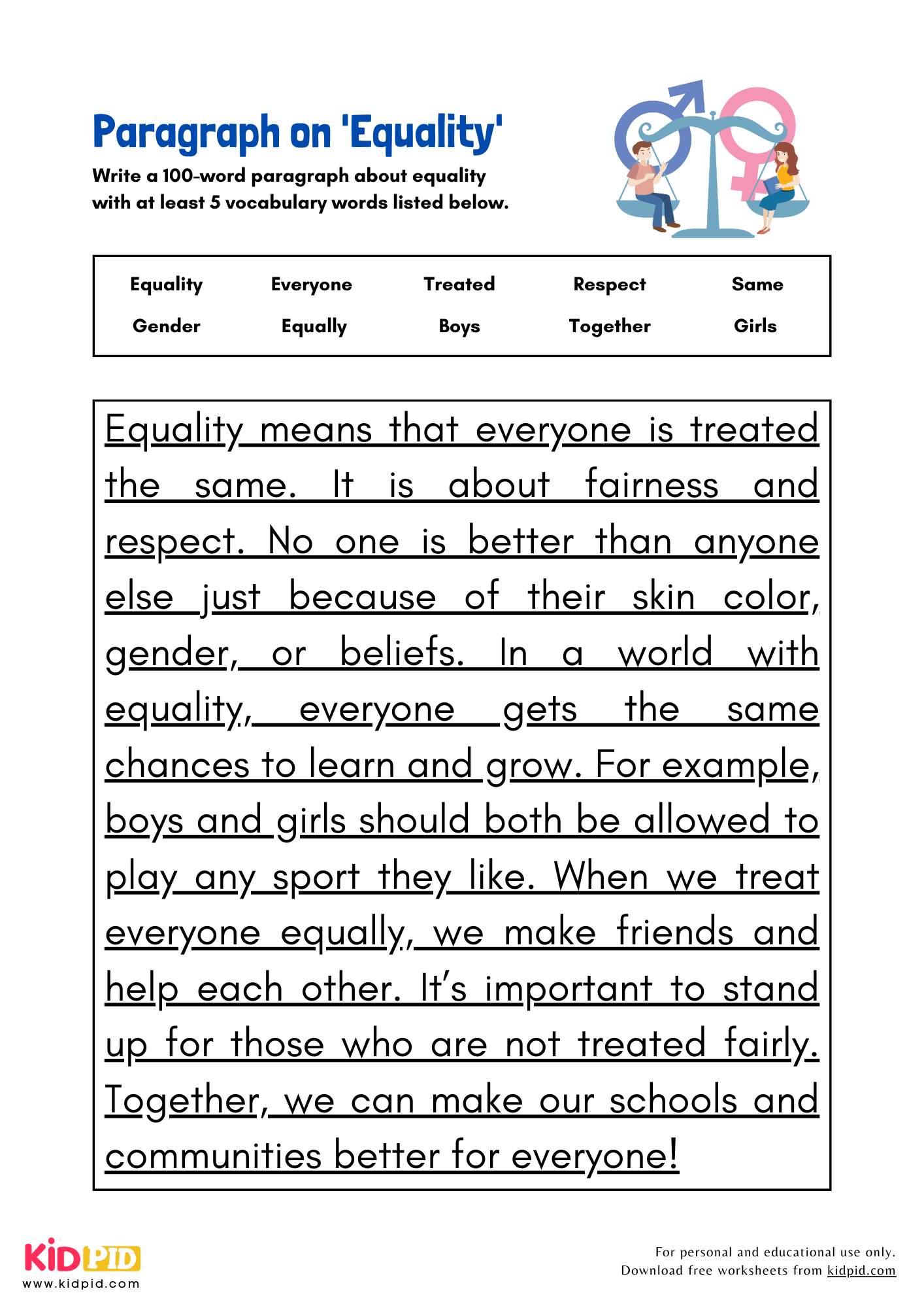 Paragraph on 'Equality' - 100 Words