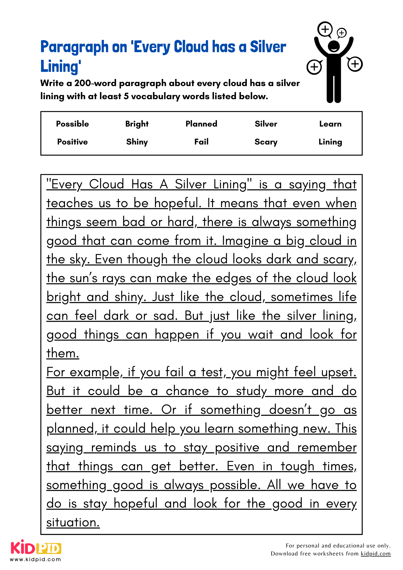 Paragraph on 'Every Cloud has a Silver Lining' - 200 Words