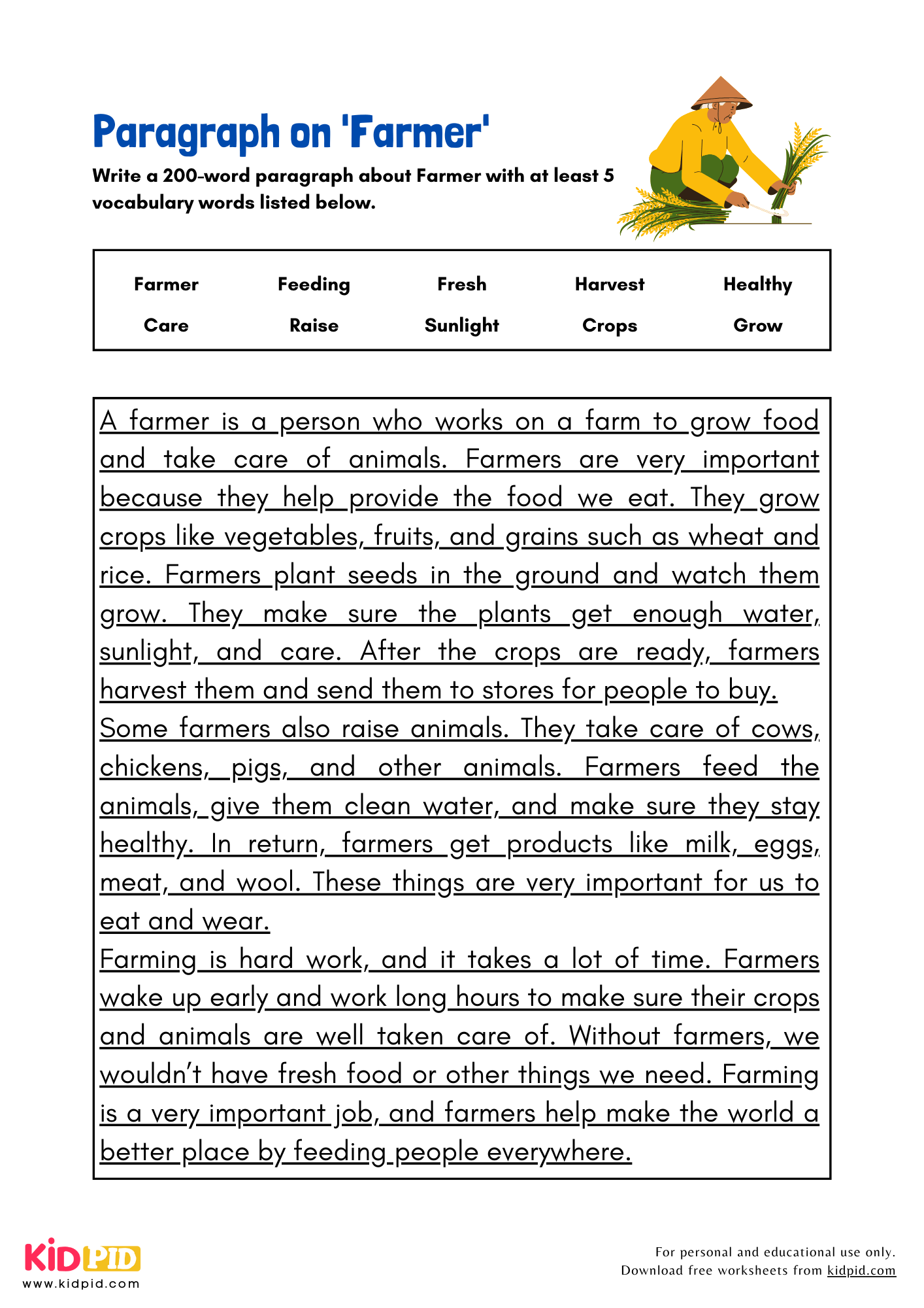 Paragraph on 'Farmer' - 200 Words