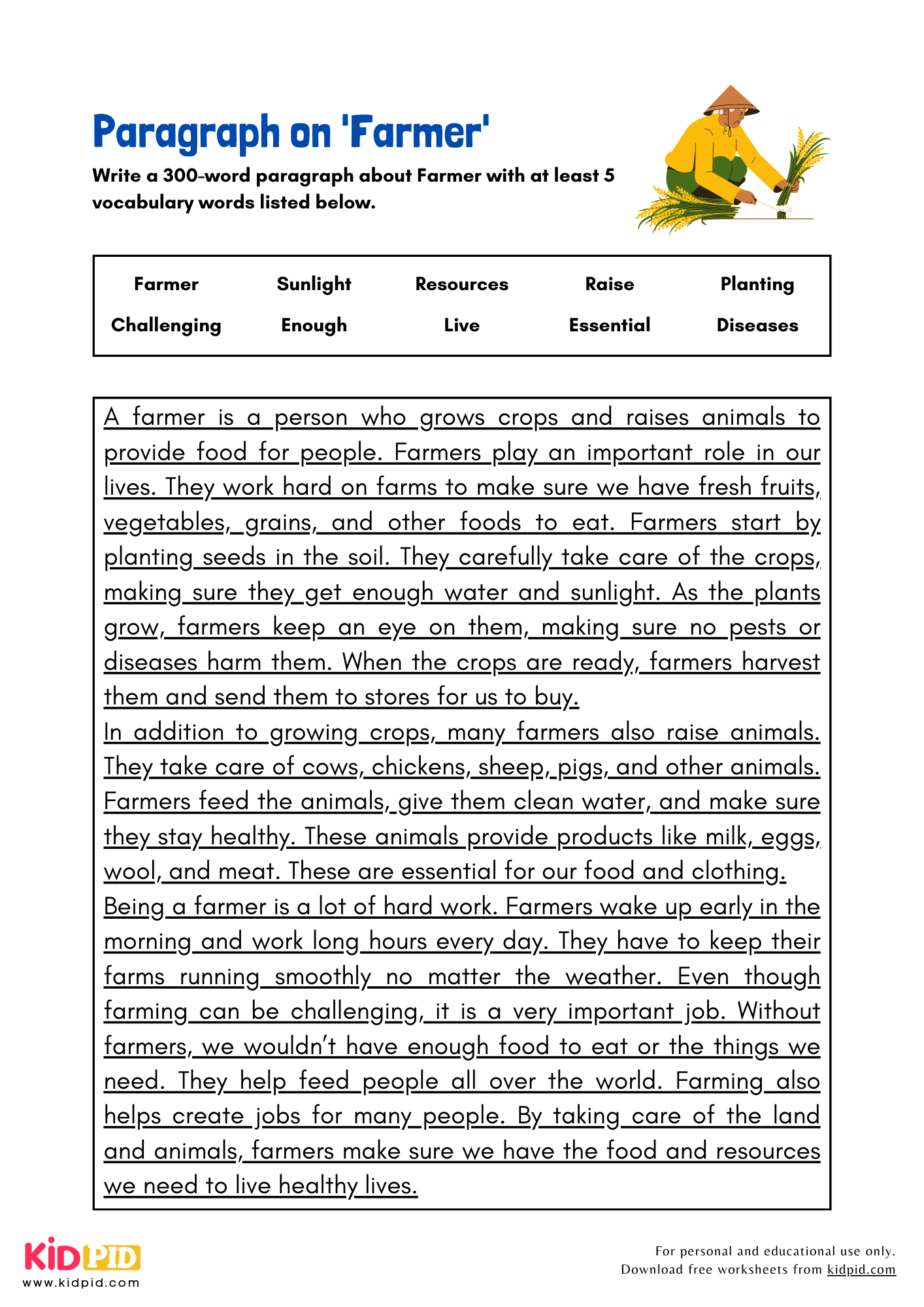 Paragraph on 'Farmer' - 300 Words