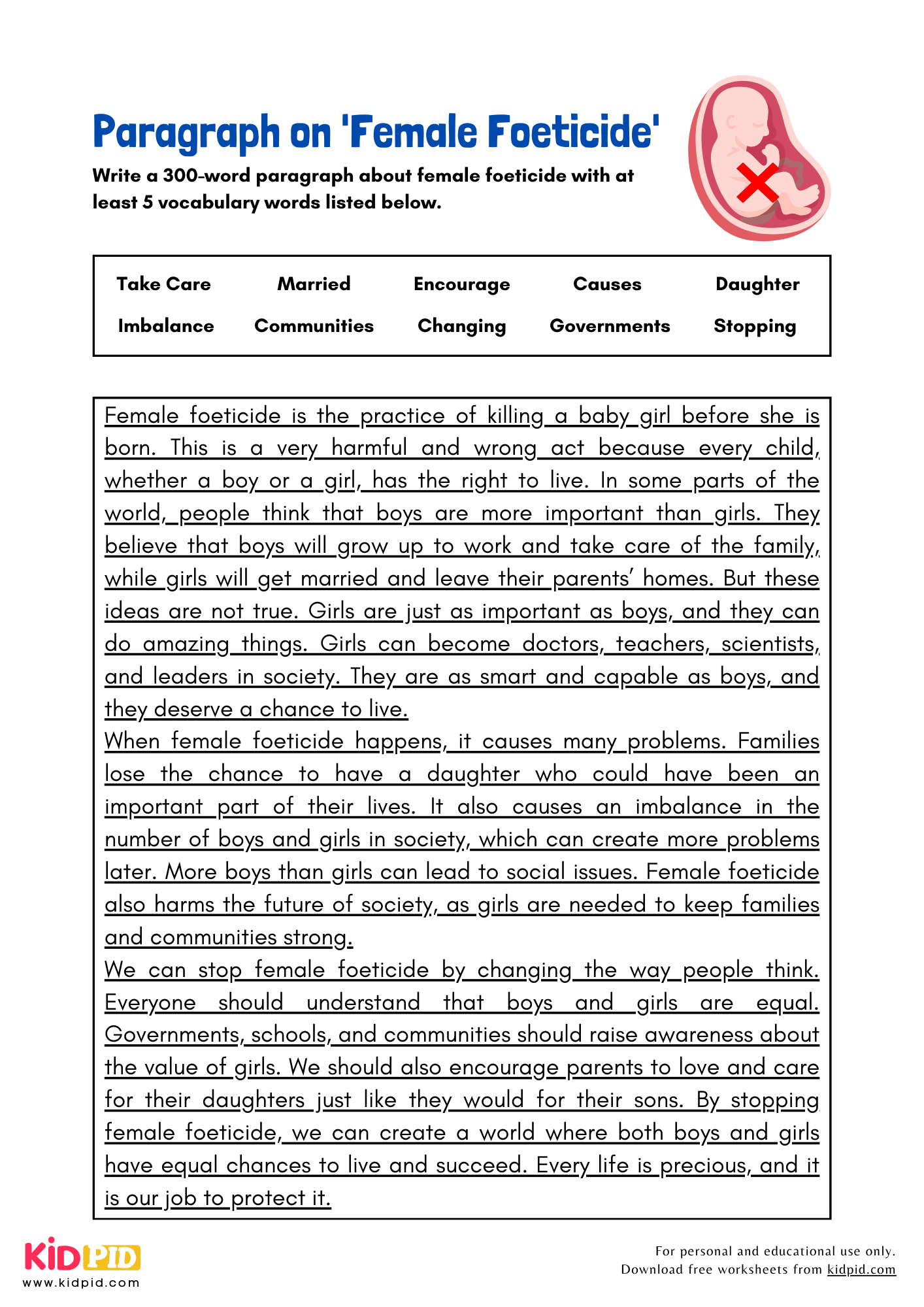 Paragraph on 'Female Foeticide' - 300 Words