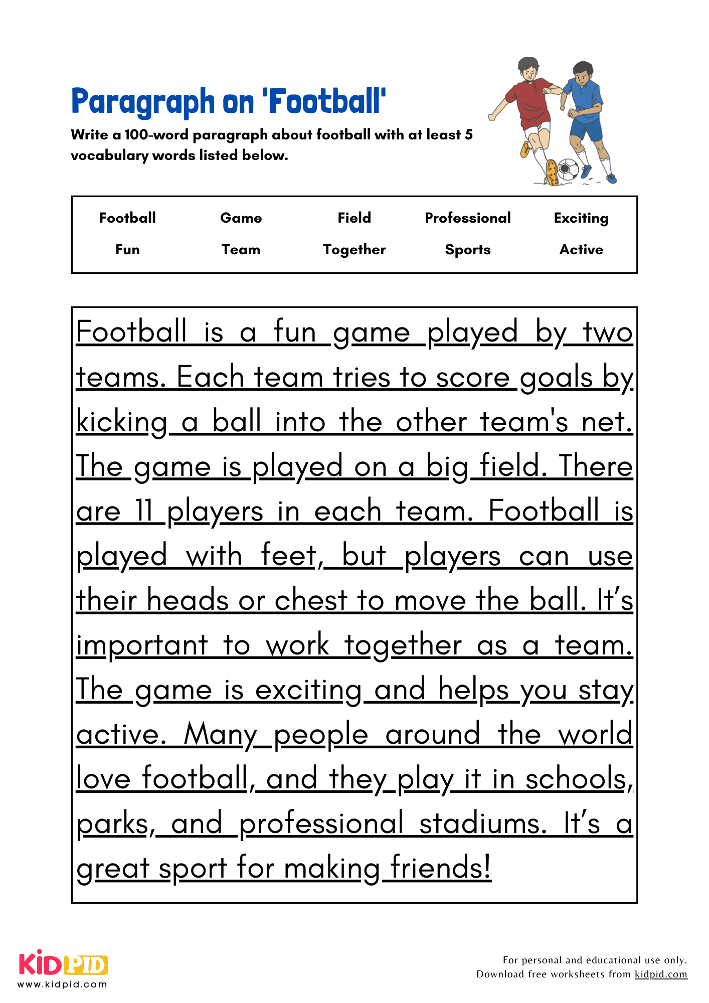 Paragraph on 'Football' - 100 Words