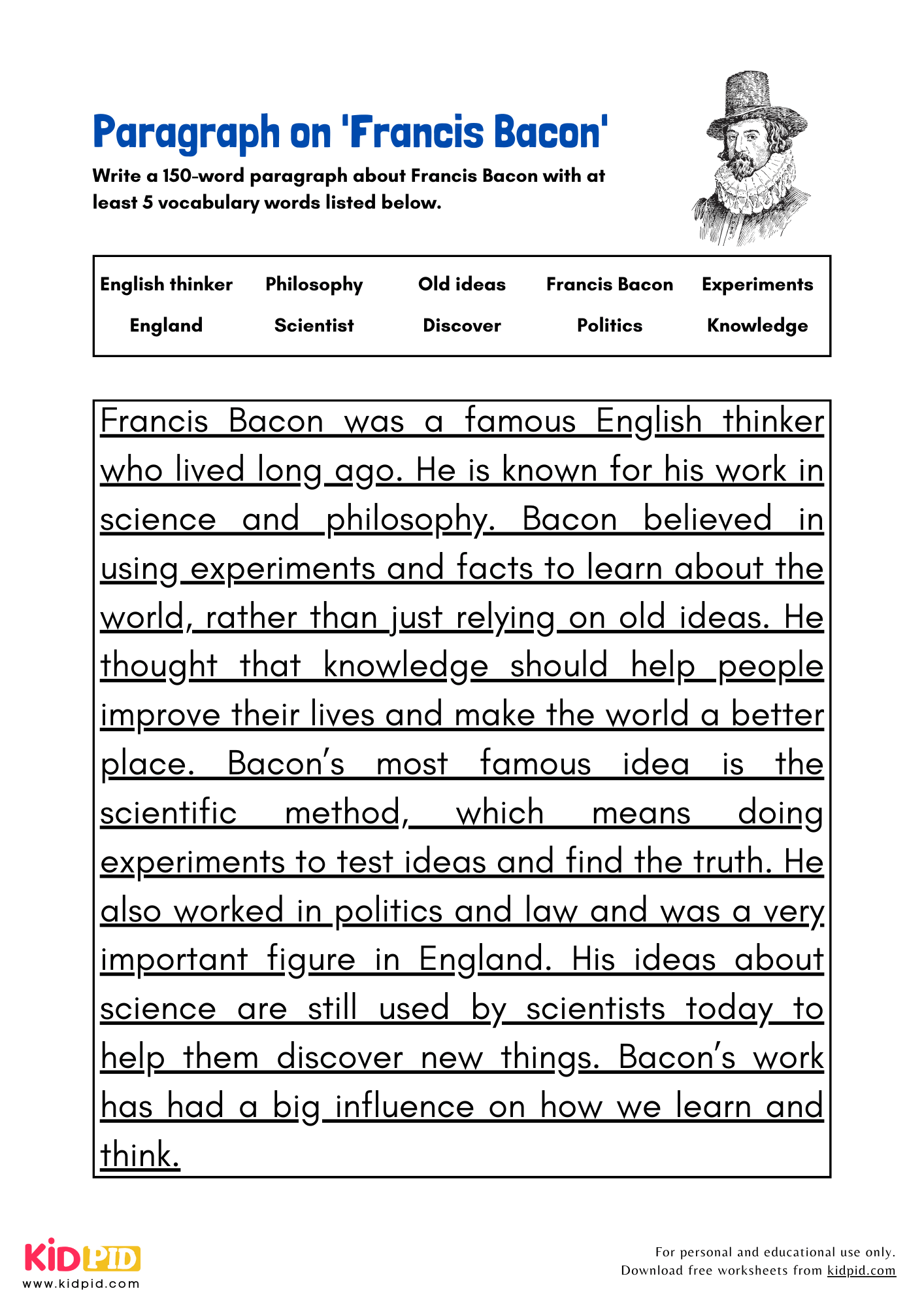 Paragraph on 'Francis Bacon' - 150 Words