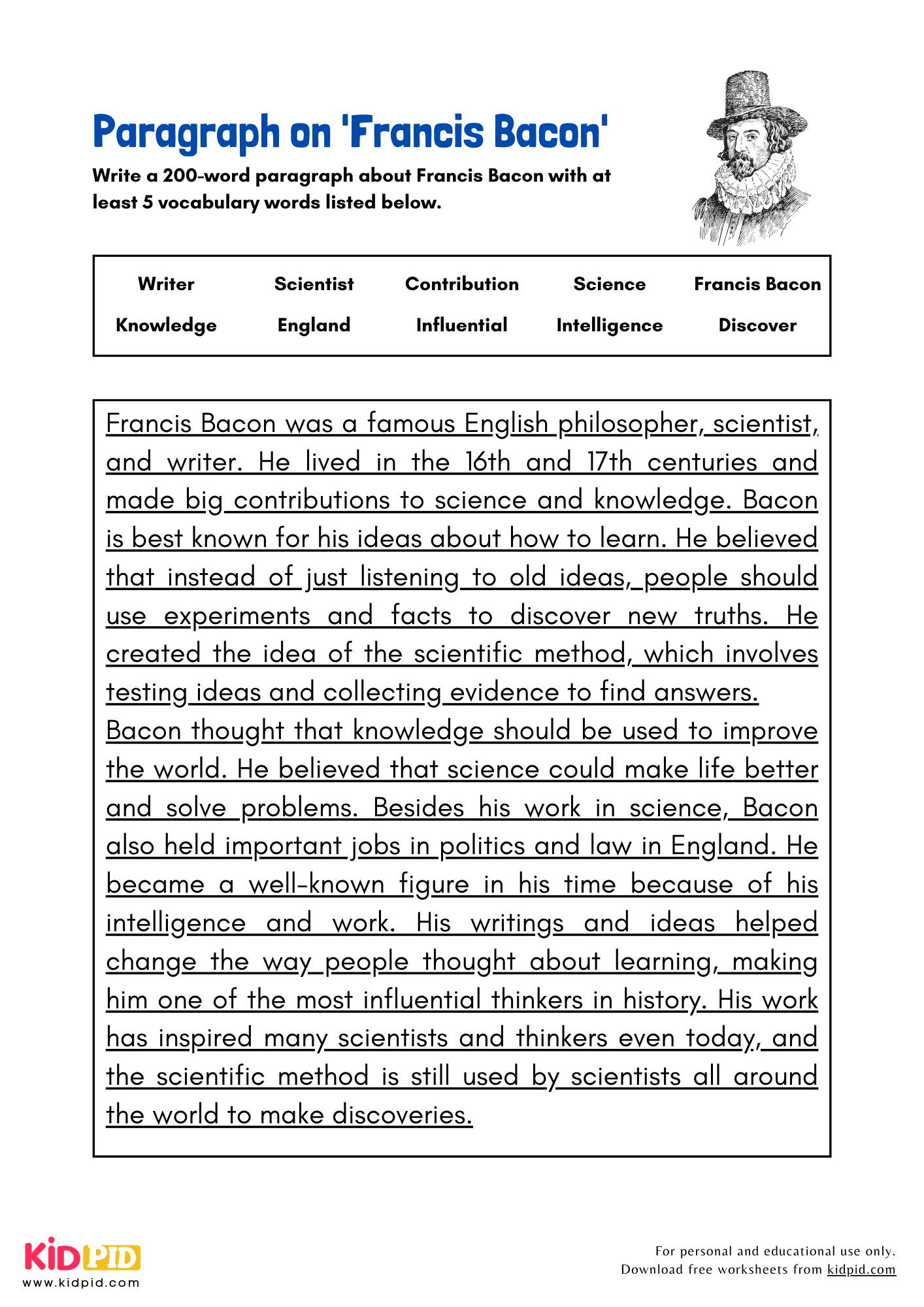 Paragraph on 'Francis Bacon' - 200 Words