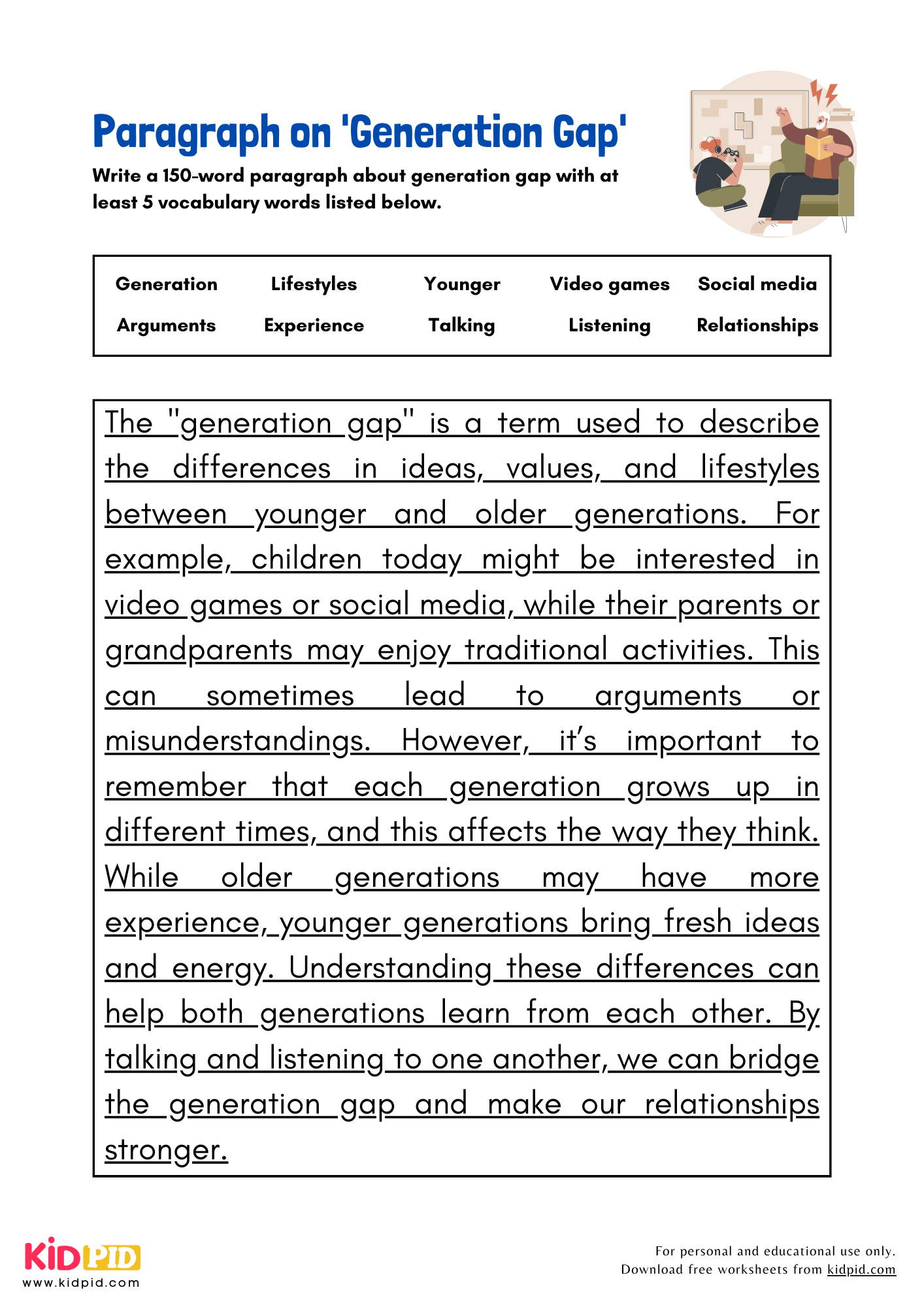 Paragraph on 'Generation Gap' - 150 Words