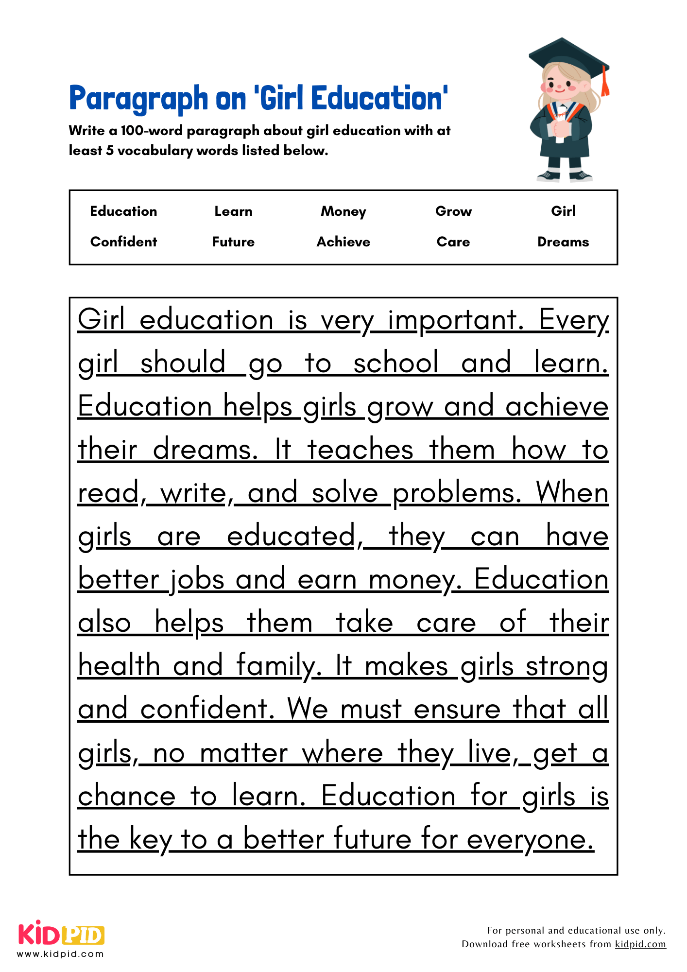 Paragraph on 'Girl Education' - 100 Words
