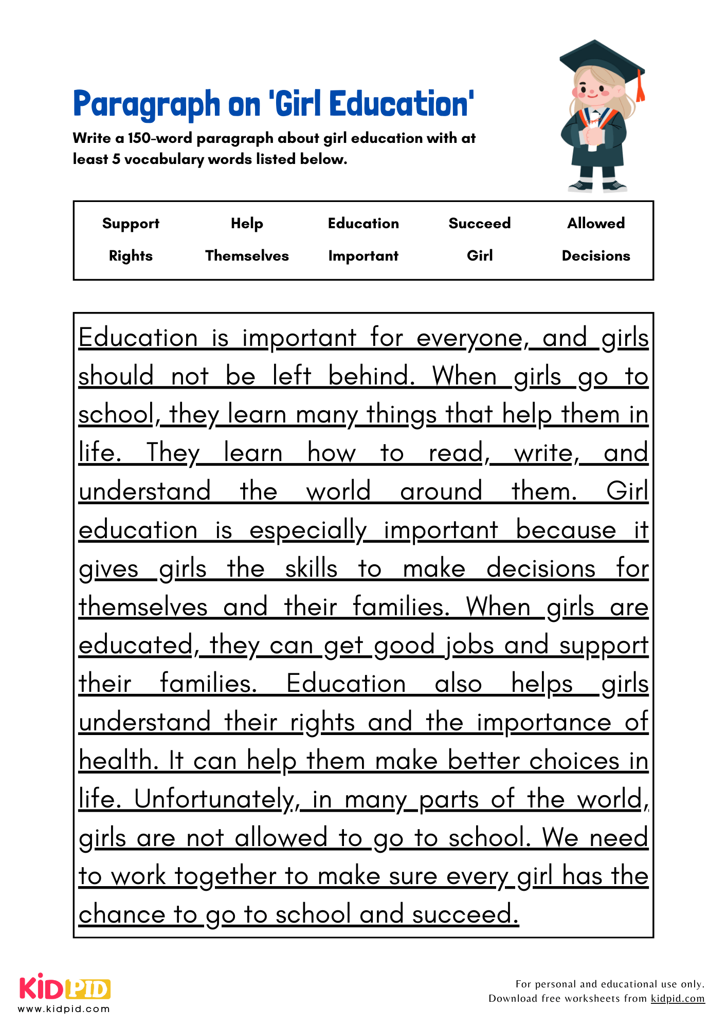 Paragraph on 'Girl Education' - 150 Words