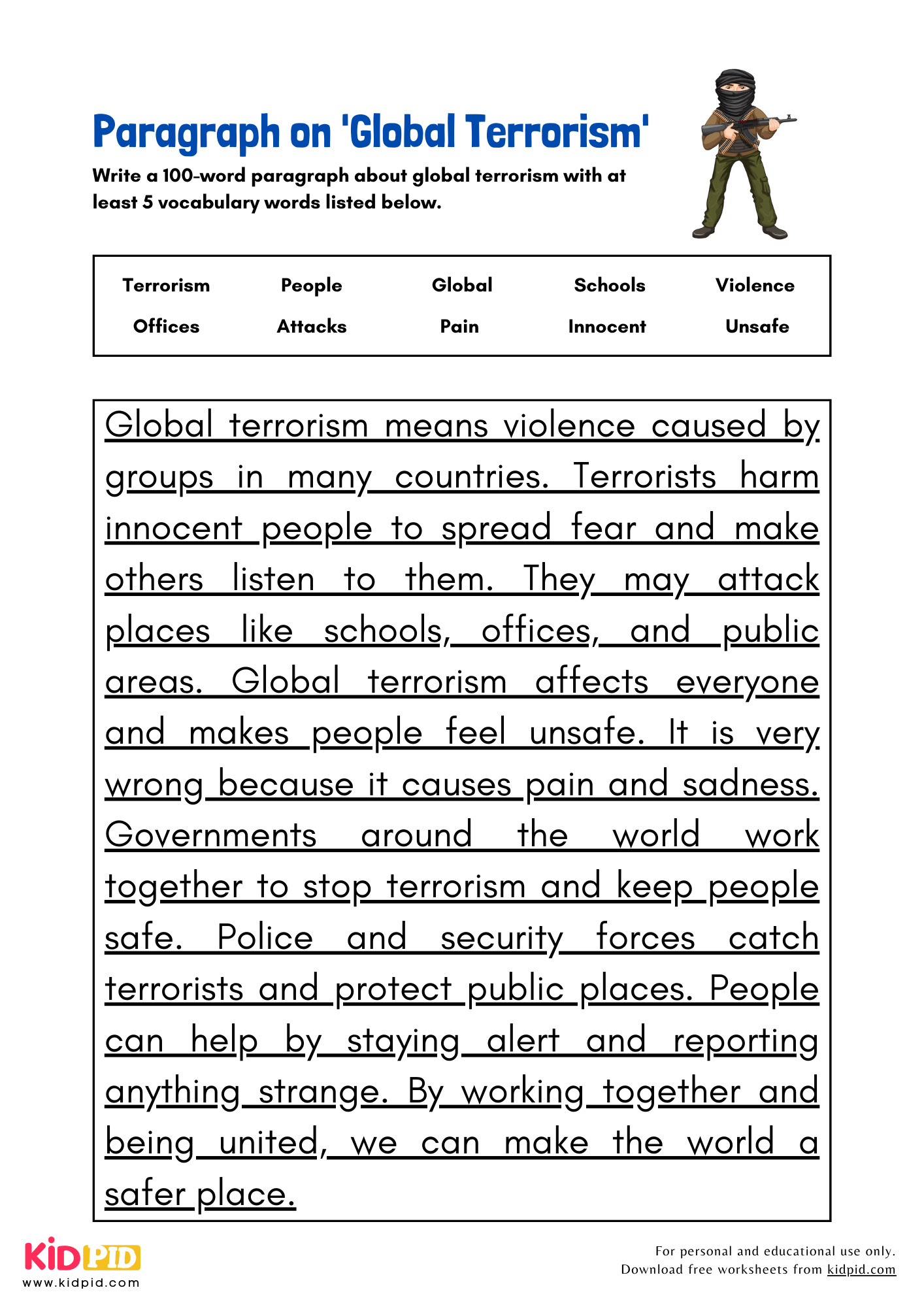 Paragraph on 'Global Terrorism' - 100 Words