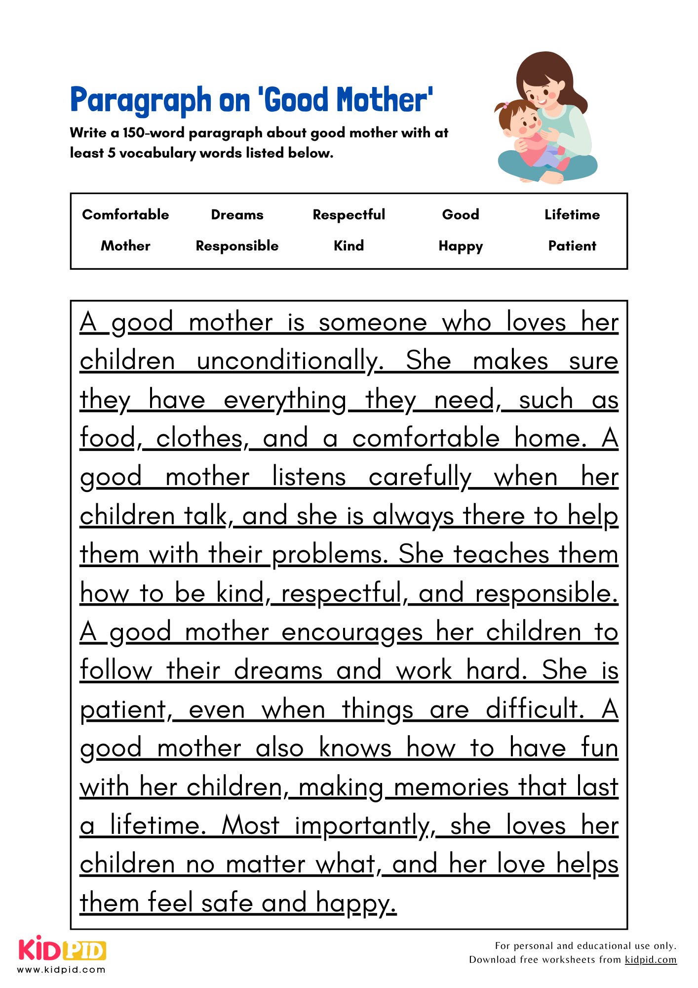 Paragraph on 'Good Mother' - 150 Words