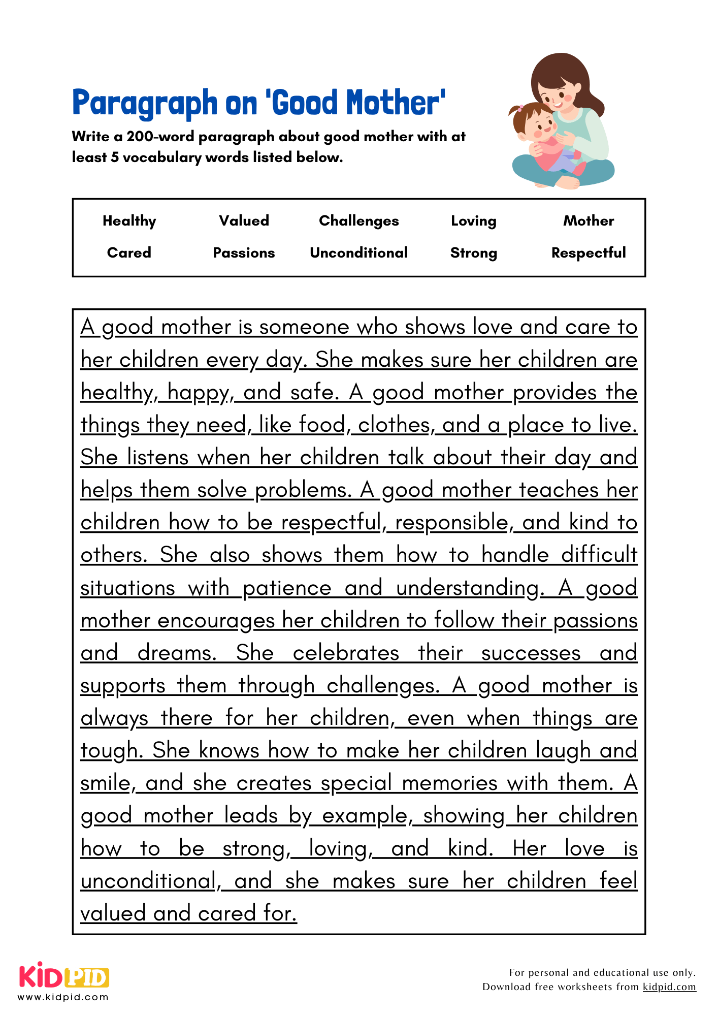 Paragraph on 'Good Mother' - 200 Words