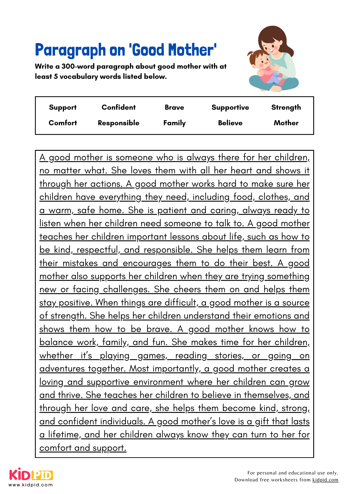 Paragraph on 'Good Mother' - 300 Words