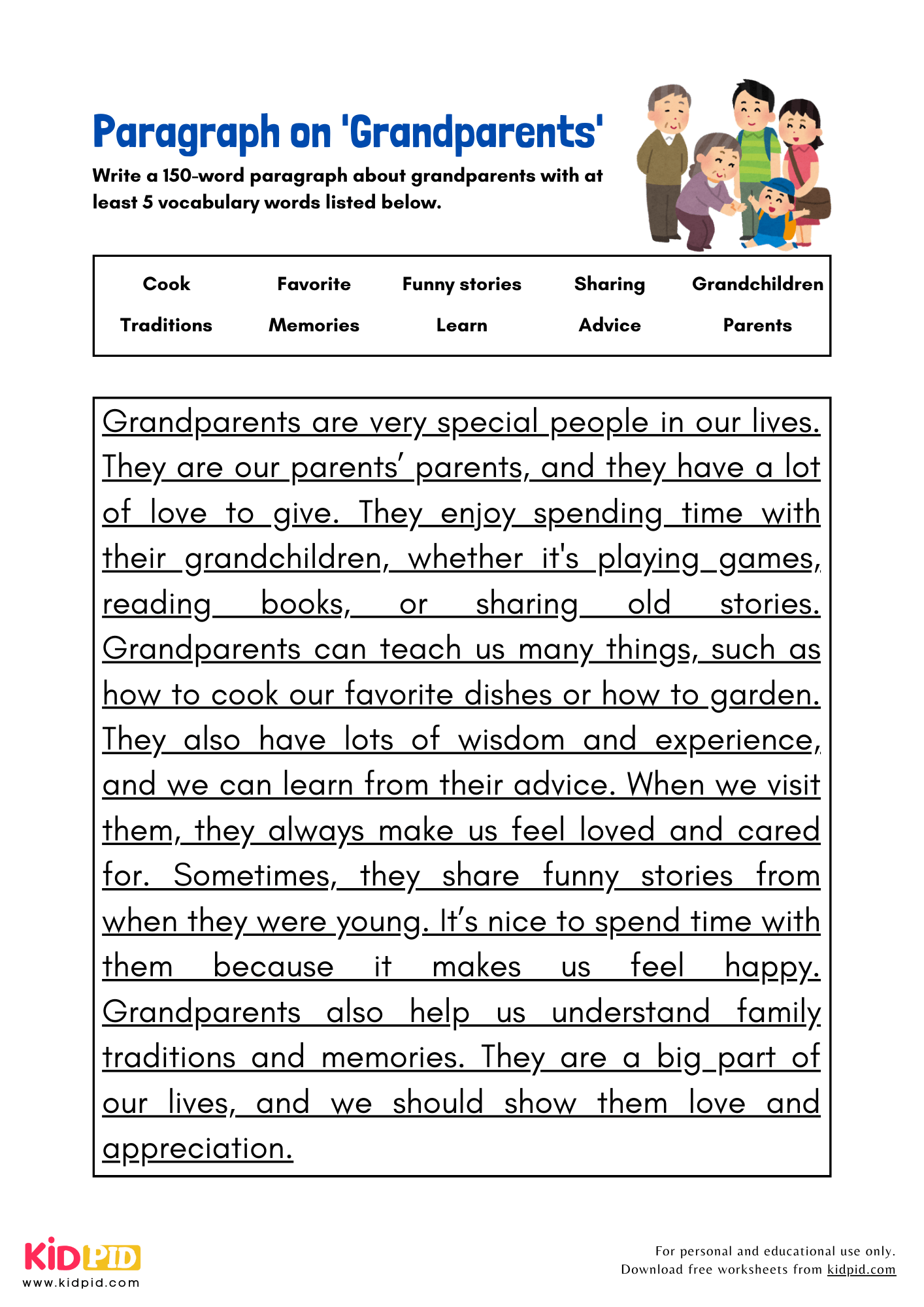 Paragraph on 'Grandparents' - 150 Words