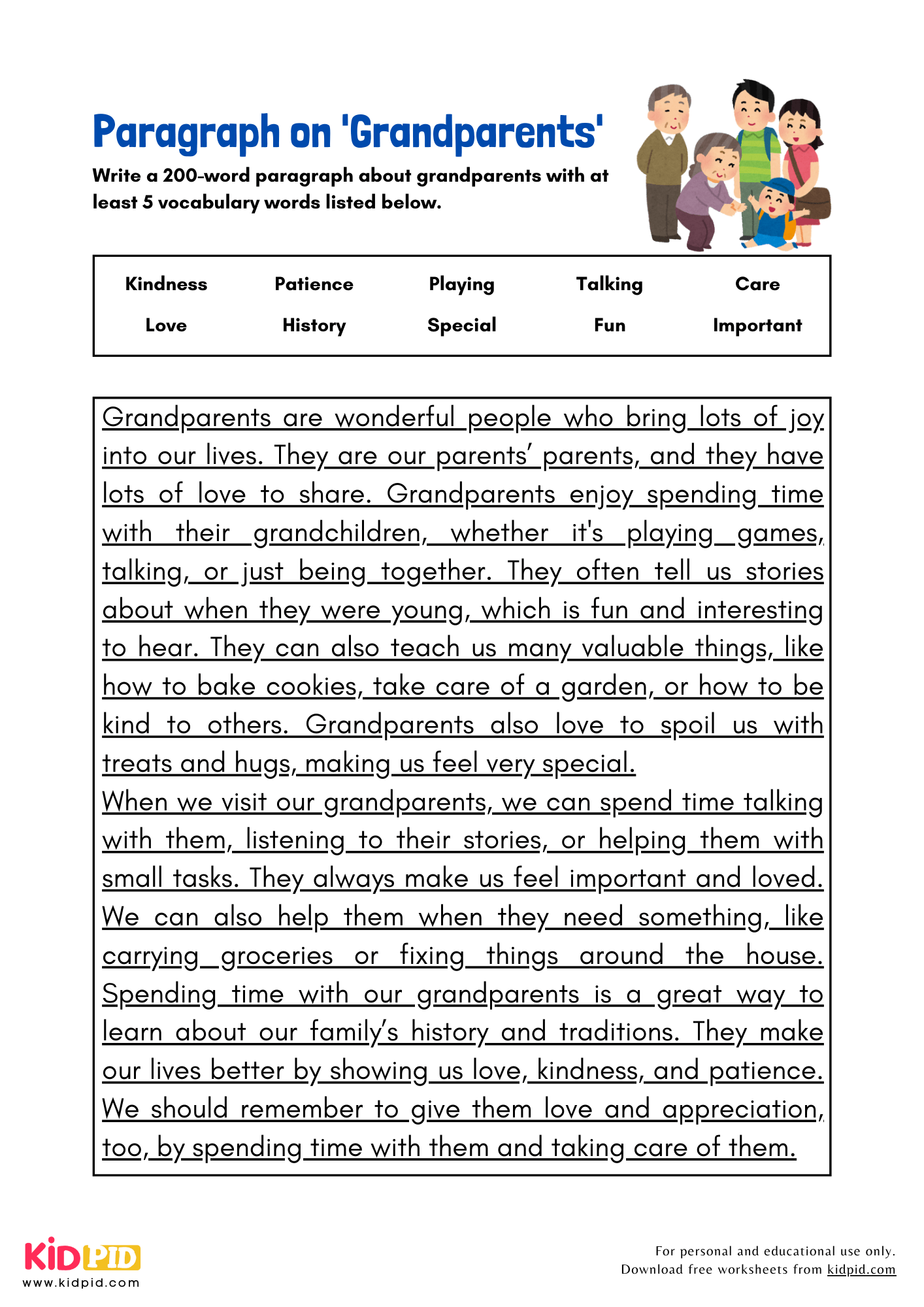 Paragraph on 'Grandparents' - 200 Words