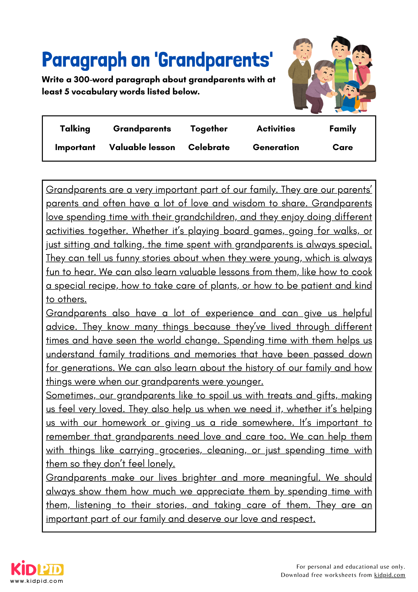 Paragraph on 'Grandparents' - 300 Words