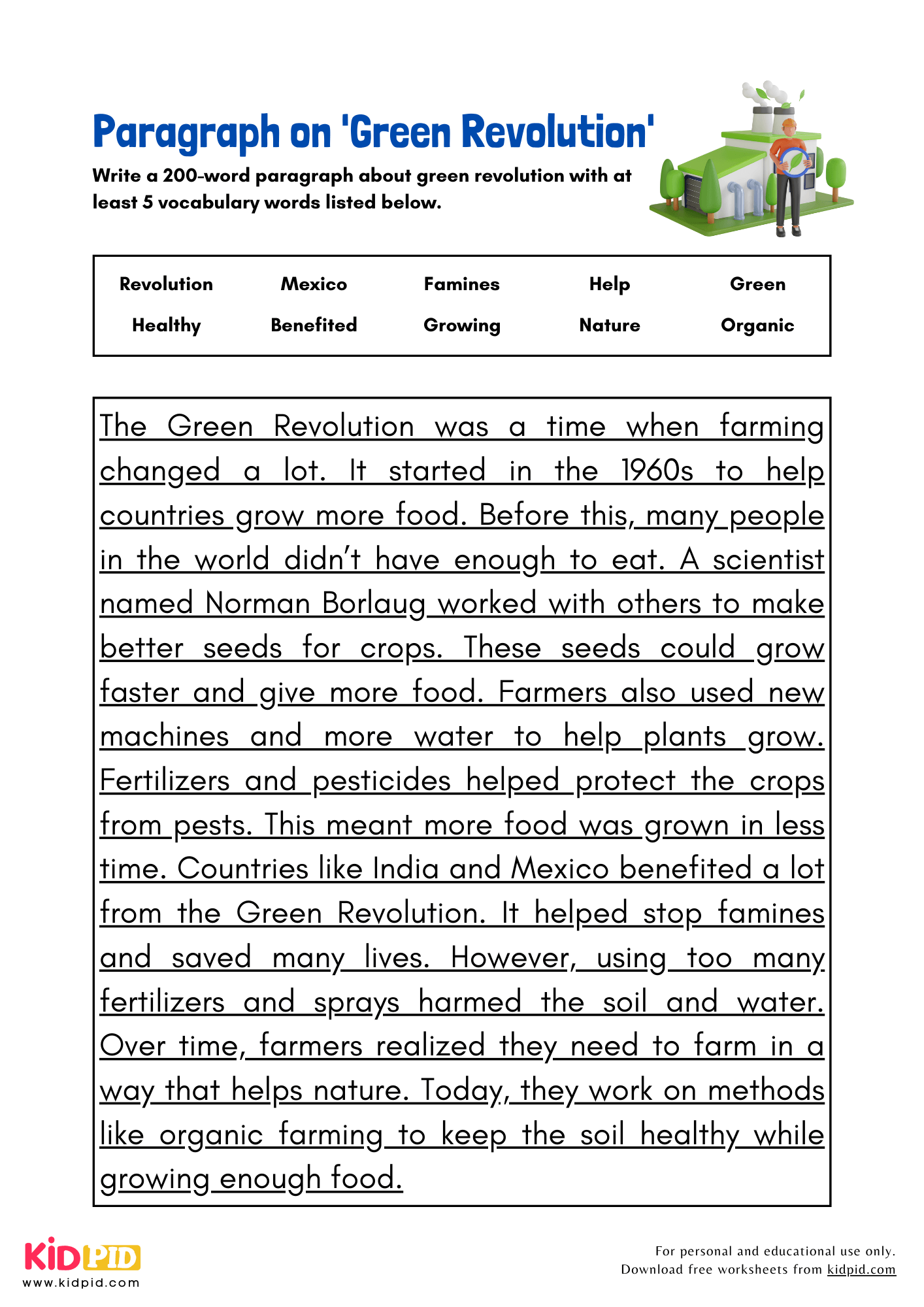 Paragraph on 'Green Revolution' - 200 Words