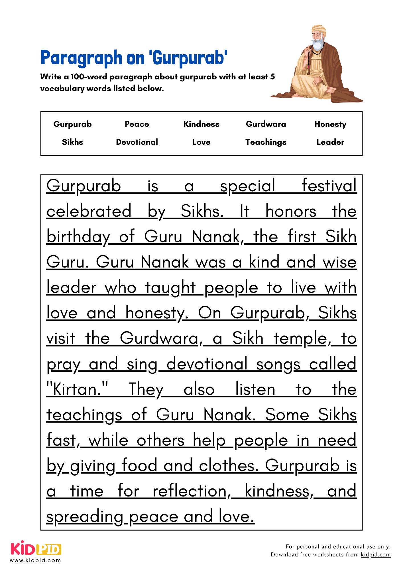 Paragraph on 'Gurpurab' - 100 Words