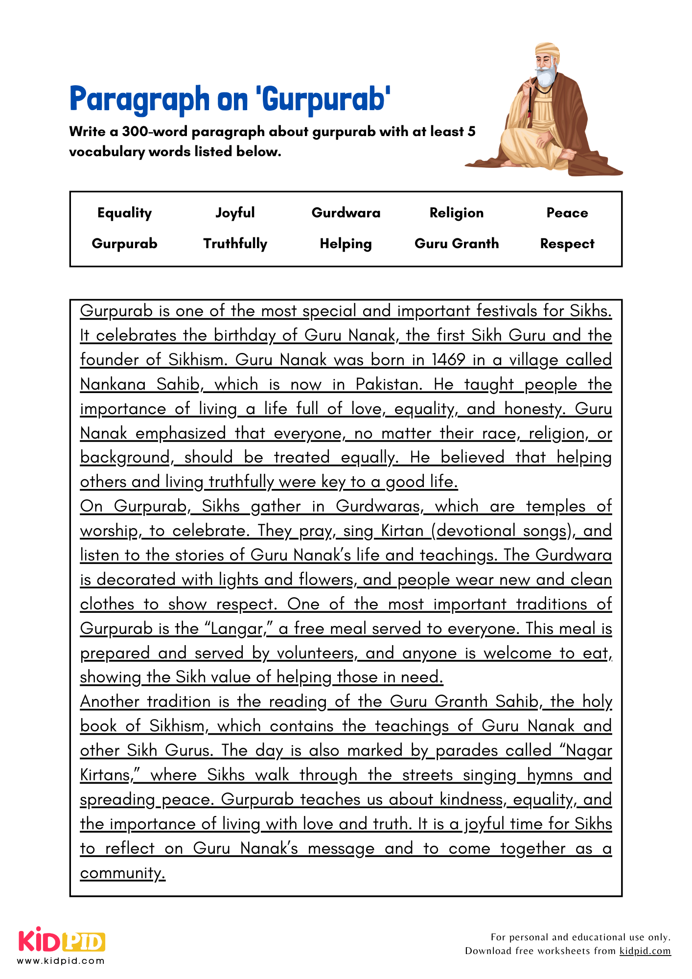 Paragraph on 'Gurpurab' - 300 Words