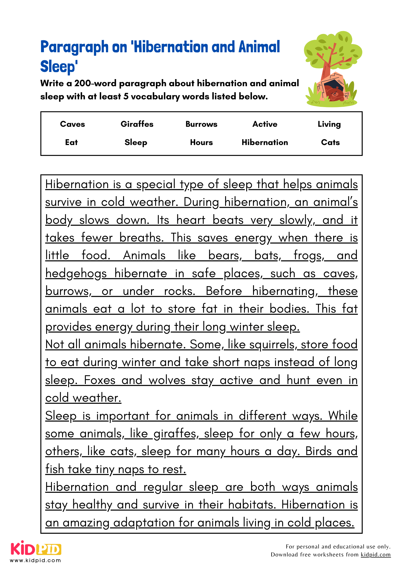 Paragraph on 'Hibernation and Animal Sleep' - 200 Words