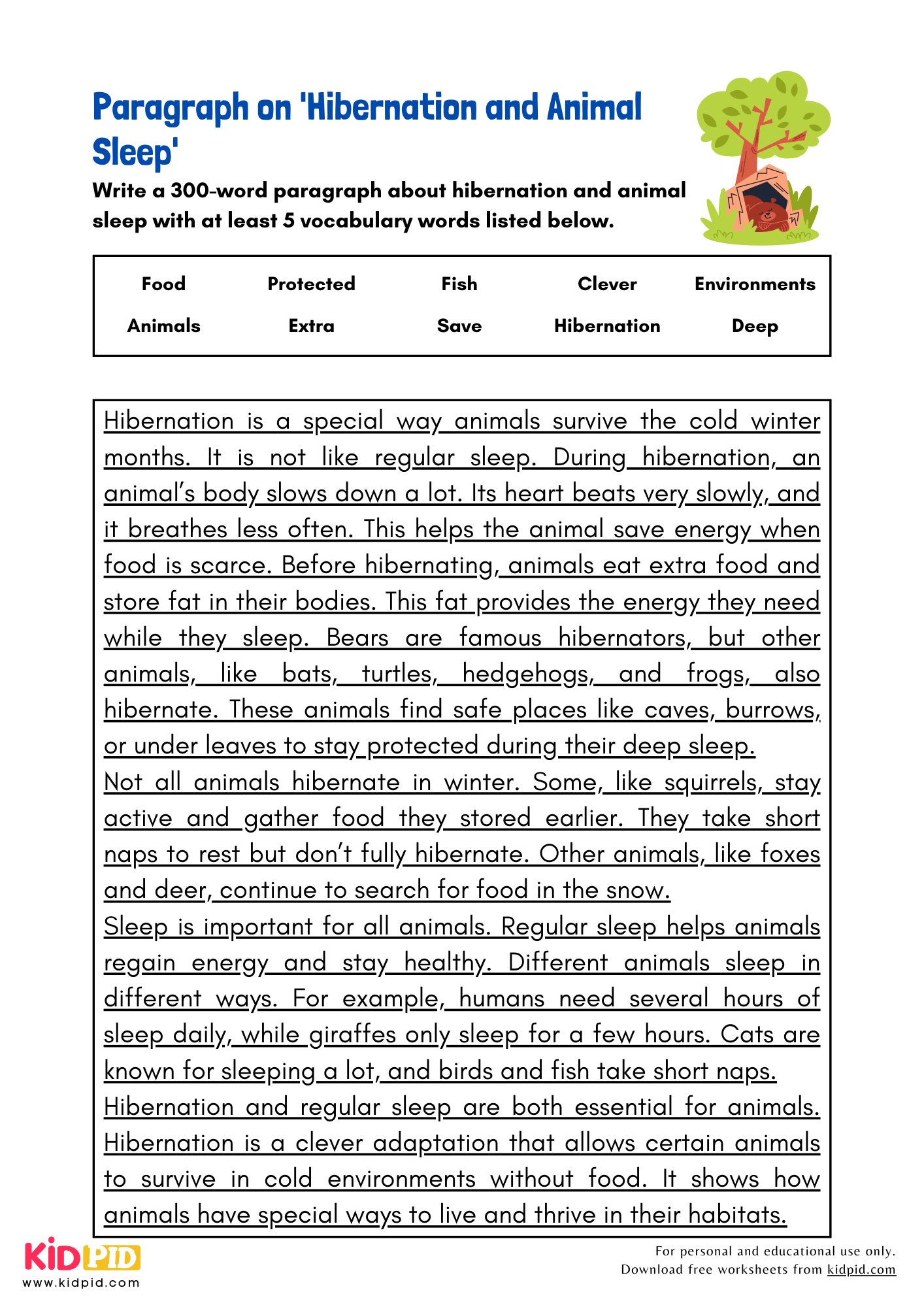 Paragraph on 'Hibernation and Animal Sleep' - 300 Words