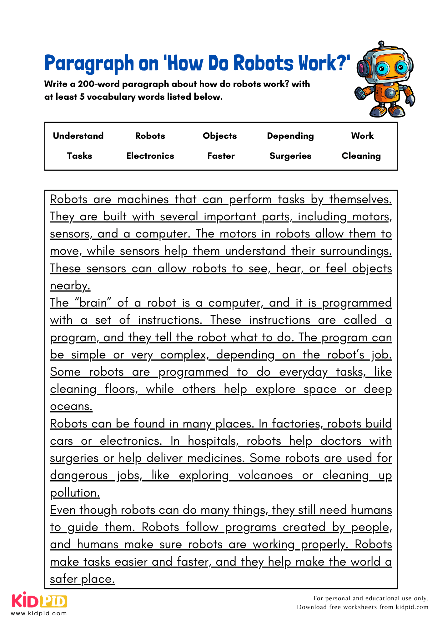 Paragraph on 'How Do Robots Work?' - 200 Words