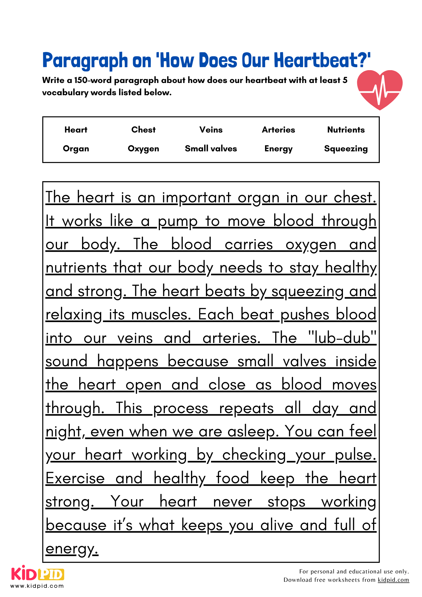 Paragraph on 'How Does Our Heartbeat?' - 150 Words