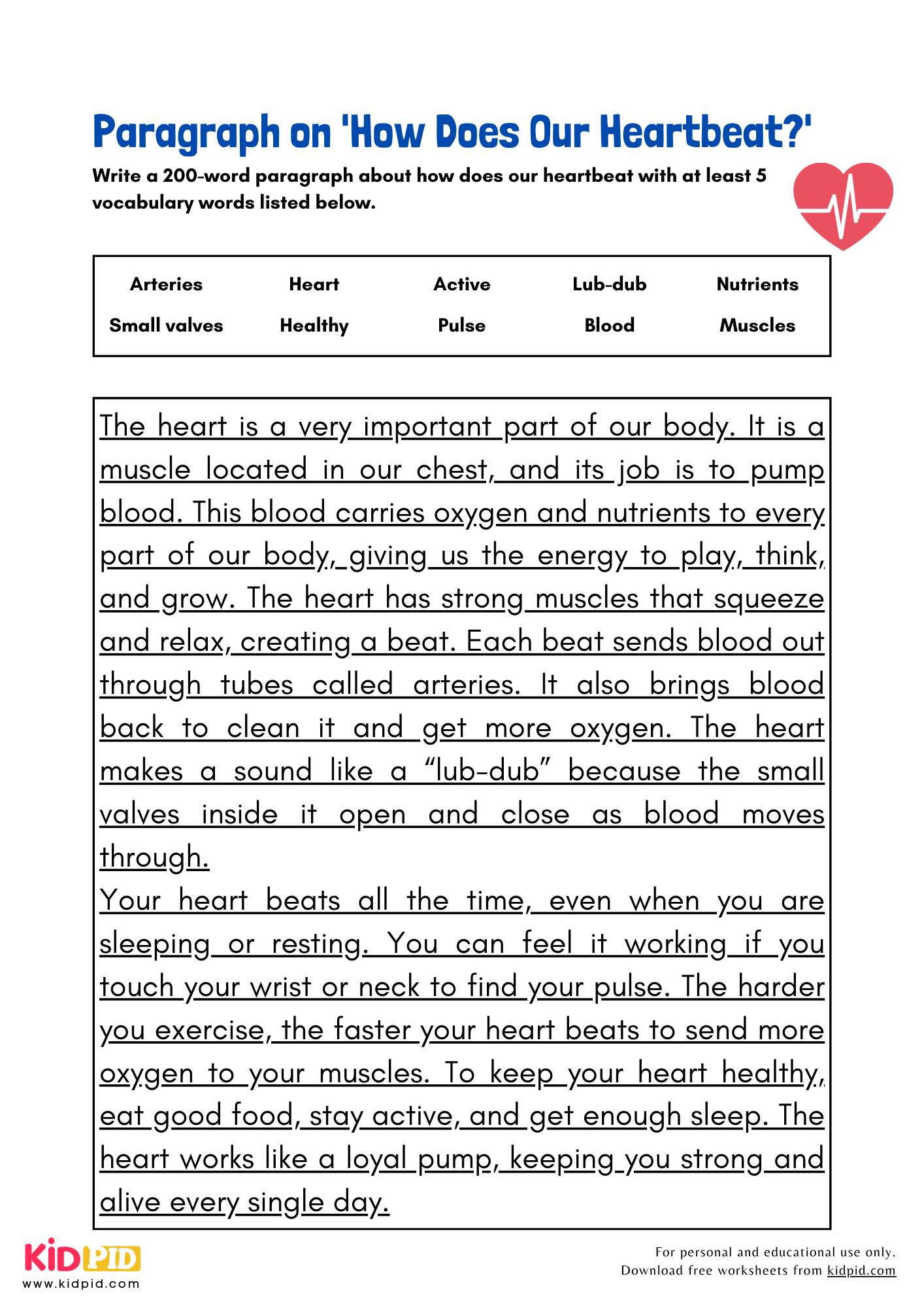 Paragraph on 'How Does Our Heartbeat?' - 200 Words