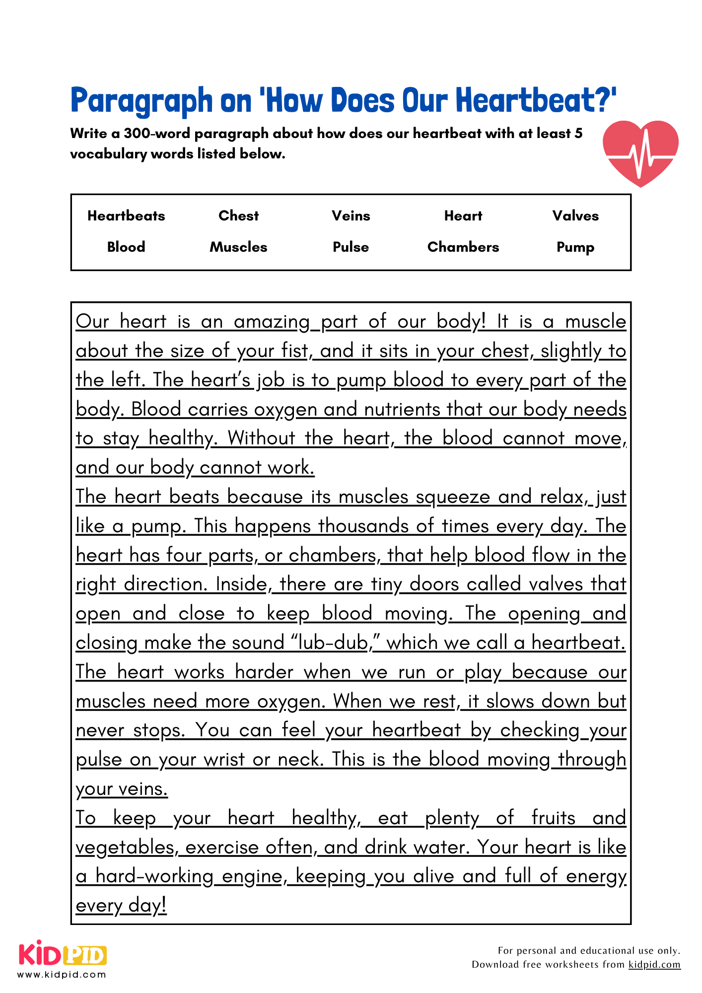 Paragraph on 'How Does Our Heartbeat?' - 300 Words 