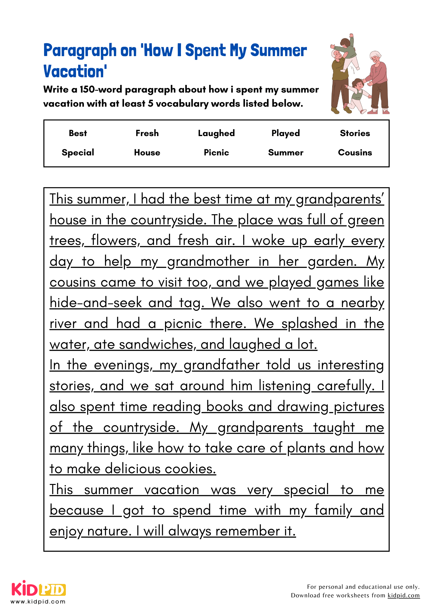 Paragraph On 'How I Spent My Summer Vacation' - 150 Words