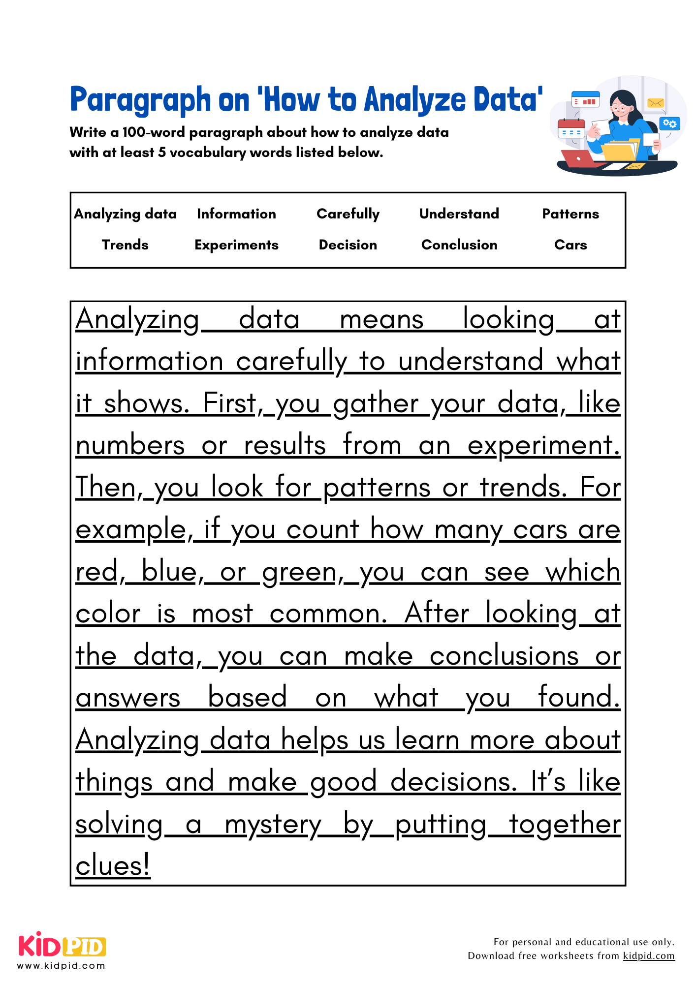 Paragraph on 'How to Analyze Data' - 100 Words