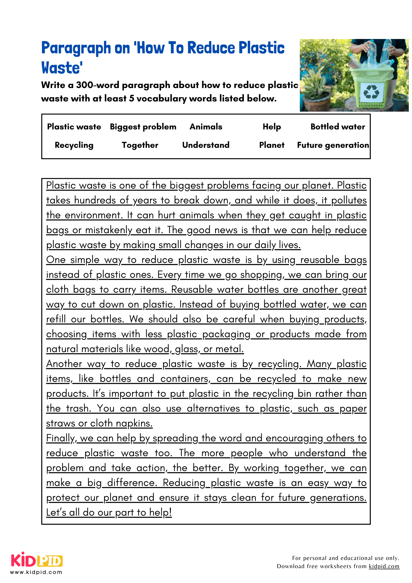 Paragraph on 'How to Reduce Plastic Waste' - 300 Words