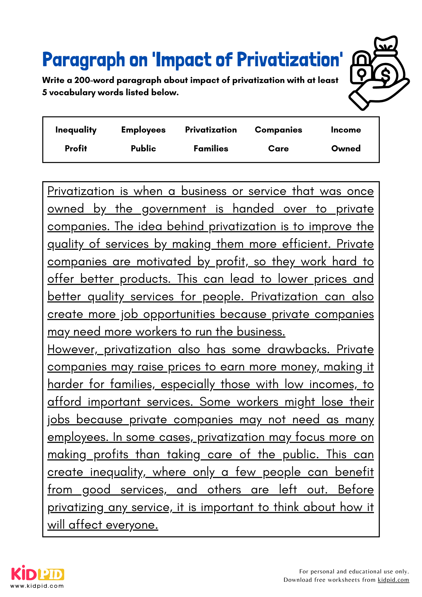 Paragraph on 'Impact of Privatization' - 200 Words