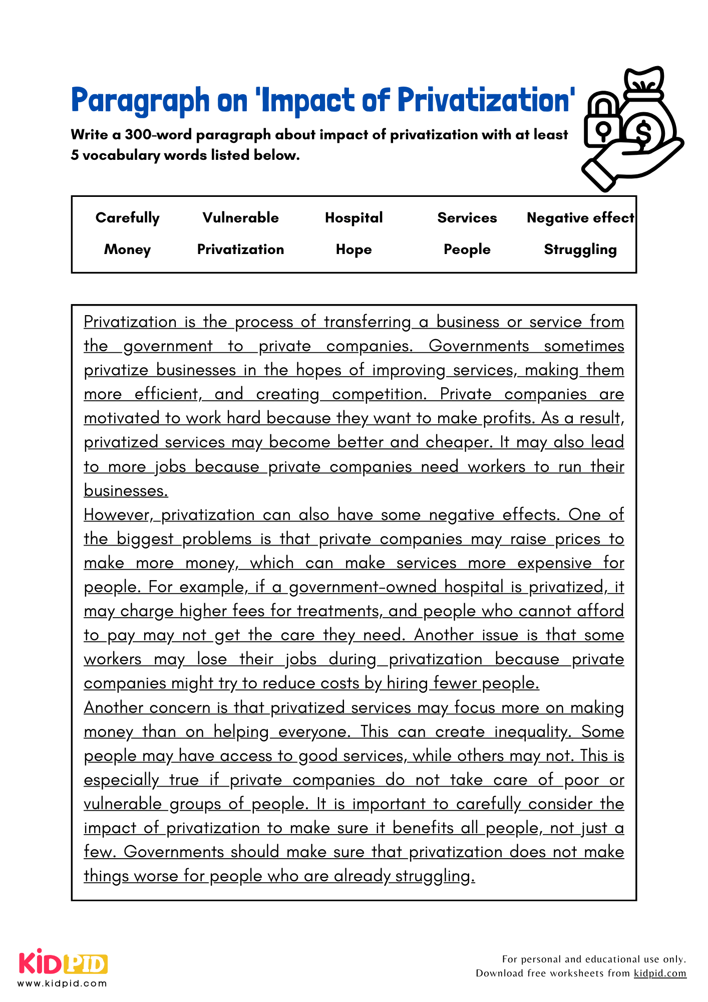 Paragraph on 'Impact of Privatization' - 300 Words