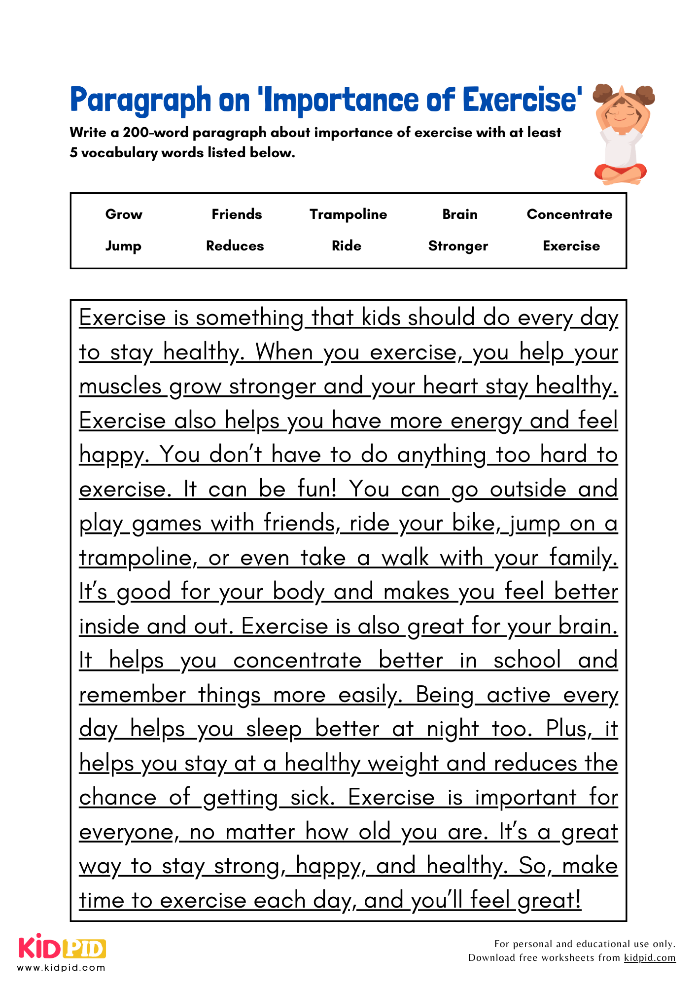 Paragraph on 'Importance of Exercise' - 150 Words